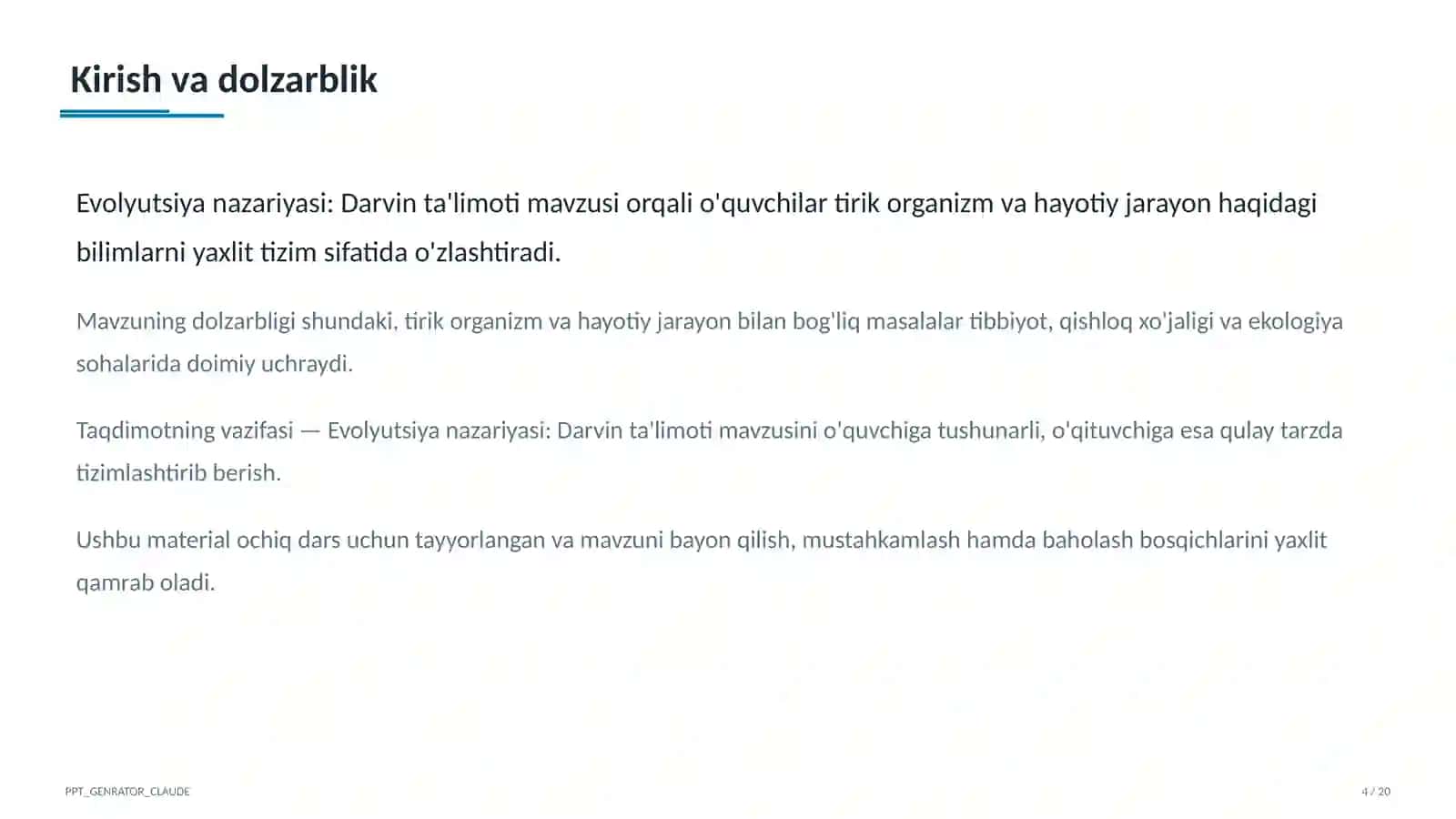 Evolyutsiya nazariyasi: Darvin ta'limoti (10-sinf) 4