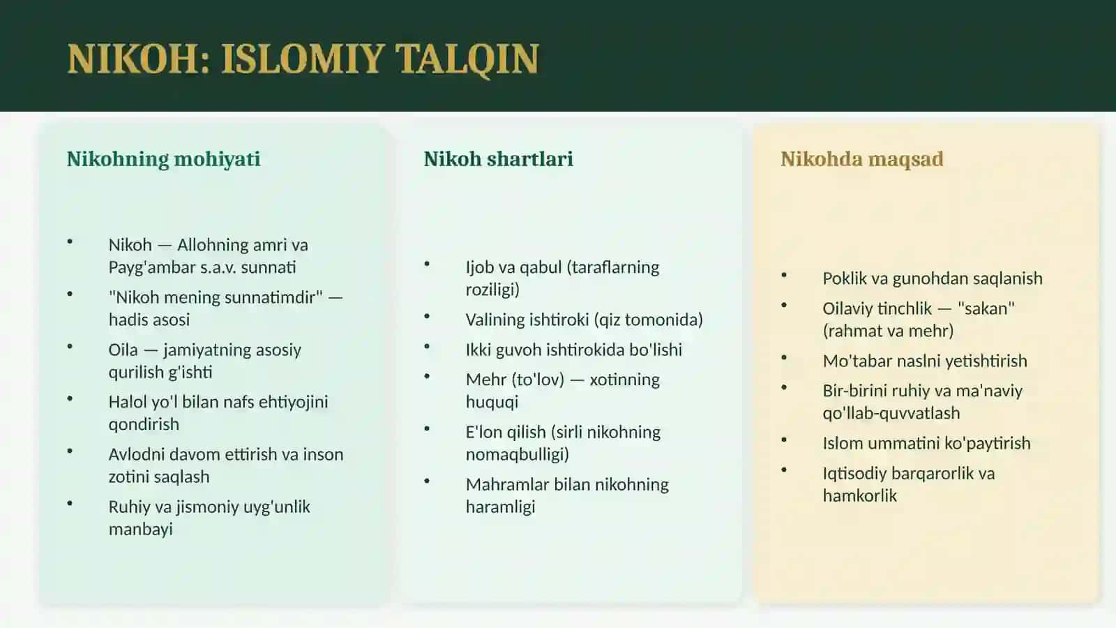 ISLOM QADRIYATLARI TALQINI - "BAXTIYOR OILA" 4