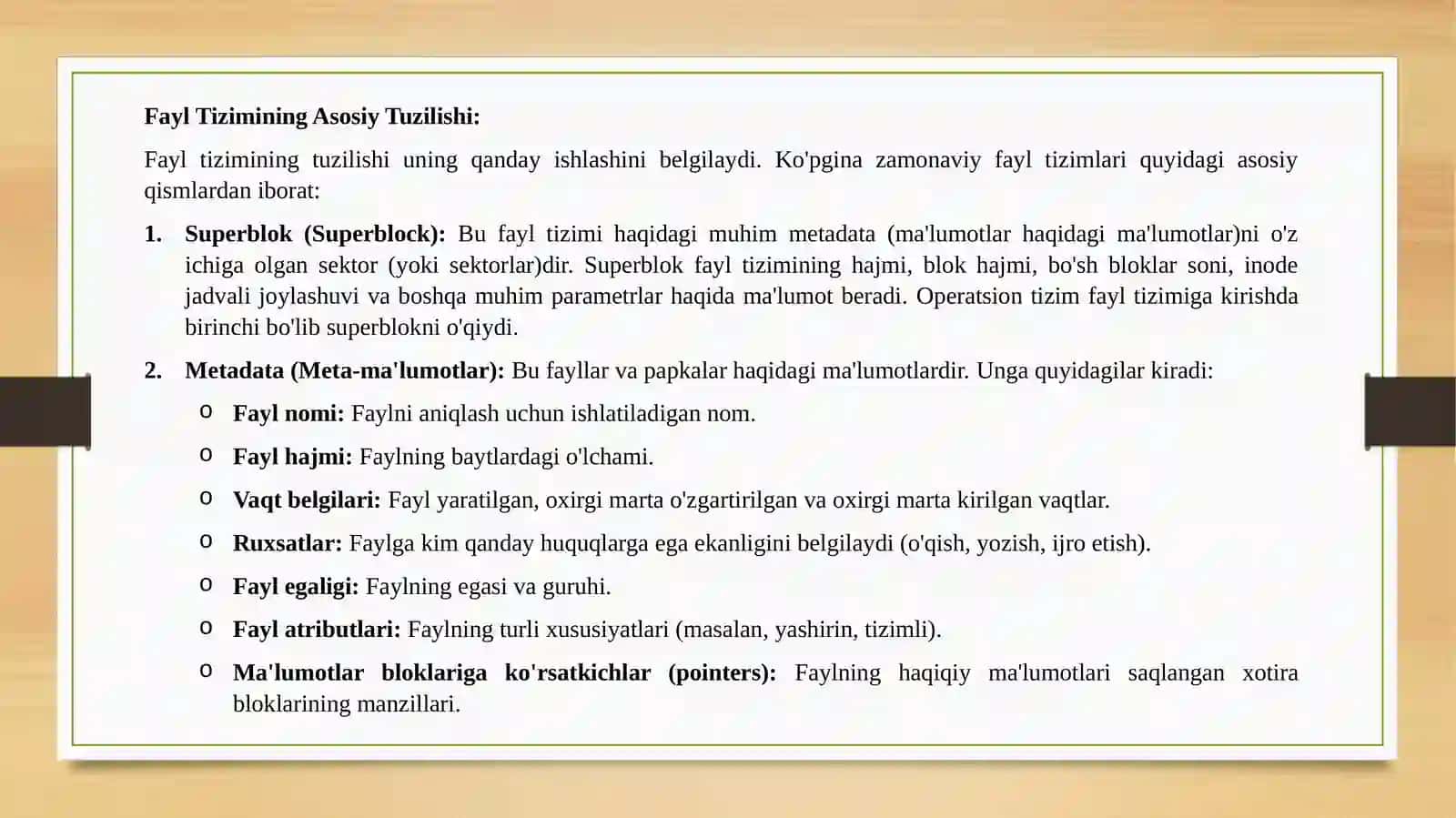 Fayltizimlari va ularning tuzilishi 4