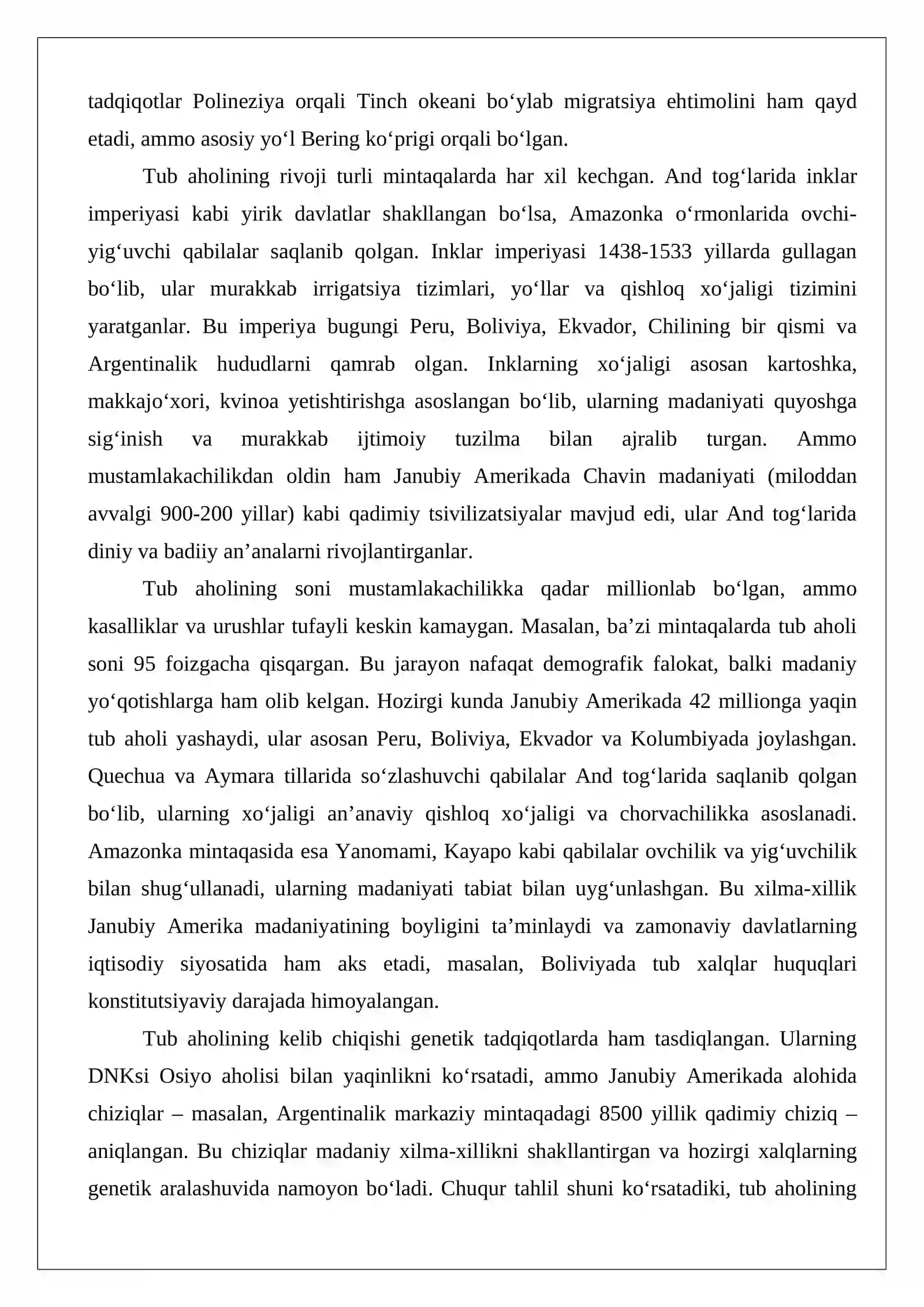 Janubiy Amerika xalqlari xoʻjaligi va madaniyati 4