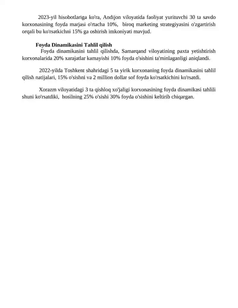 Profit shakllanishining tizimli tahlili 4