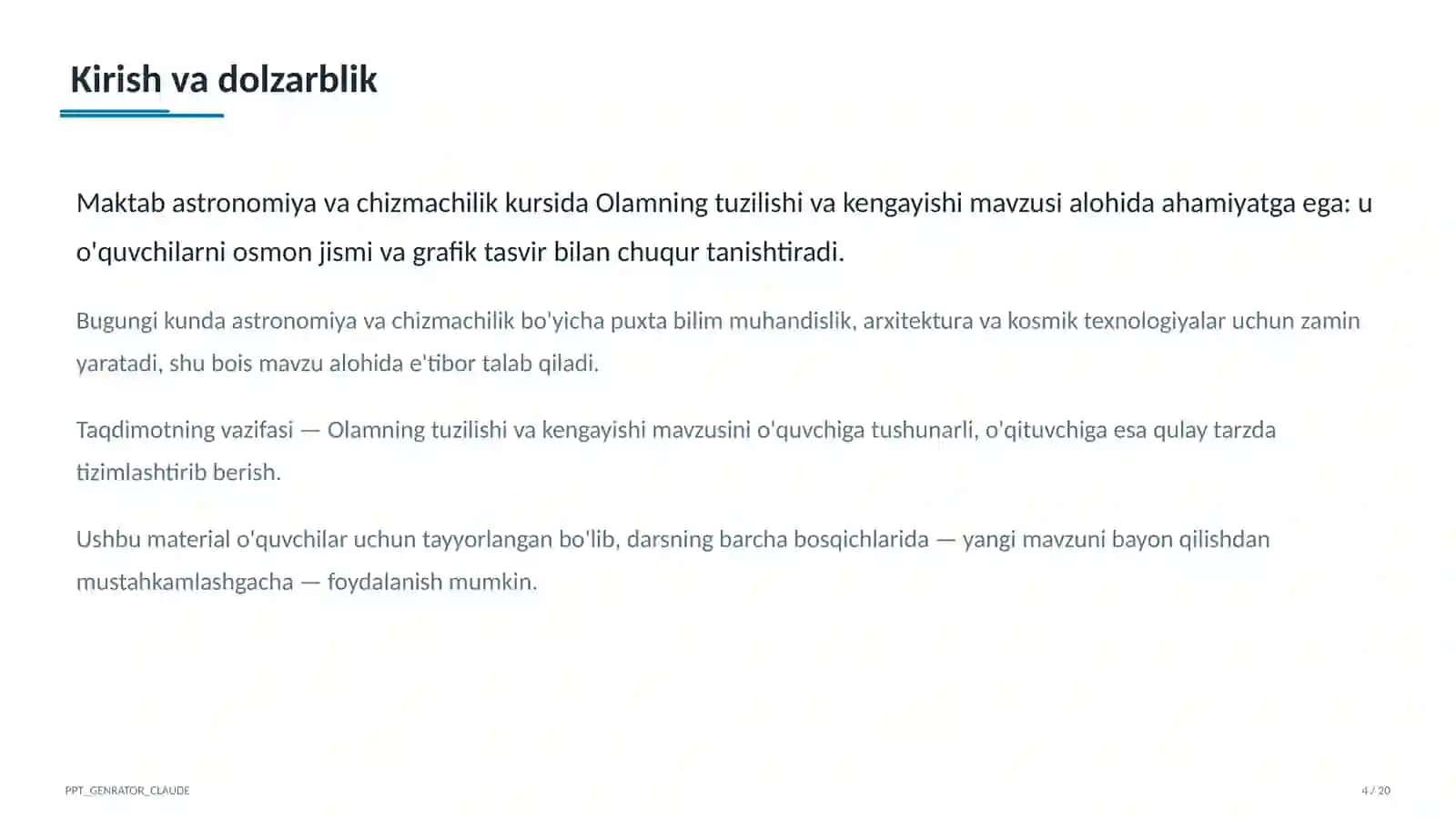 Astronomiya va chizmachilik (8–11) — o'quvchilar uchun 4