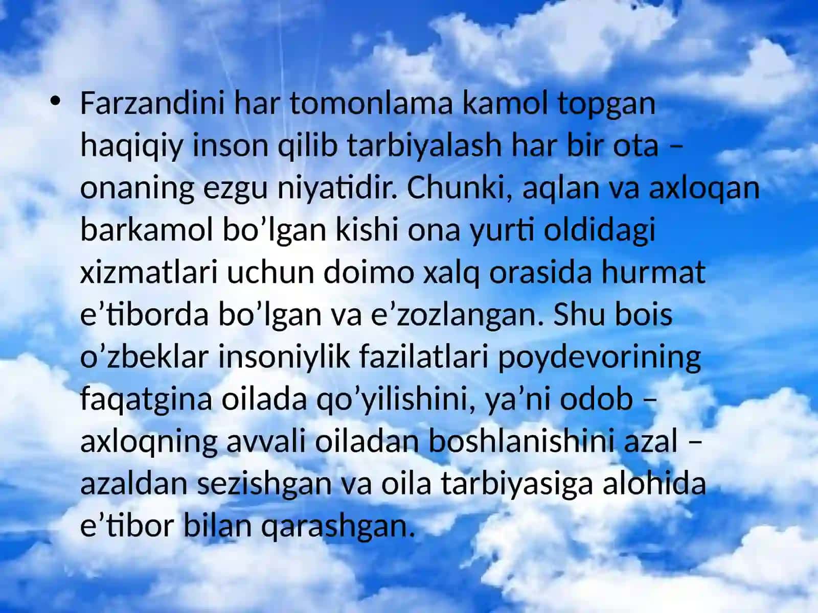OILA VA OILAVIY QADRYATLAR MA‘NAVIY MADANIYATNING BOSH OMILI 4