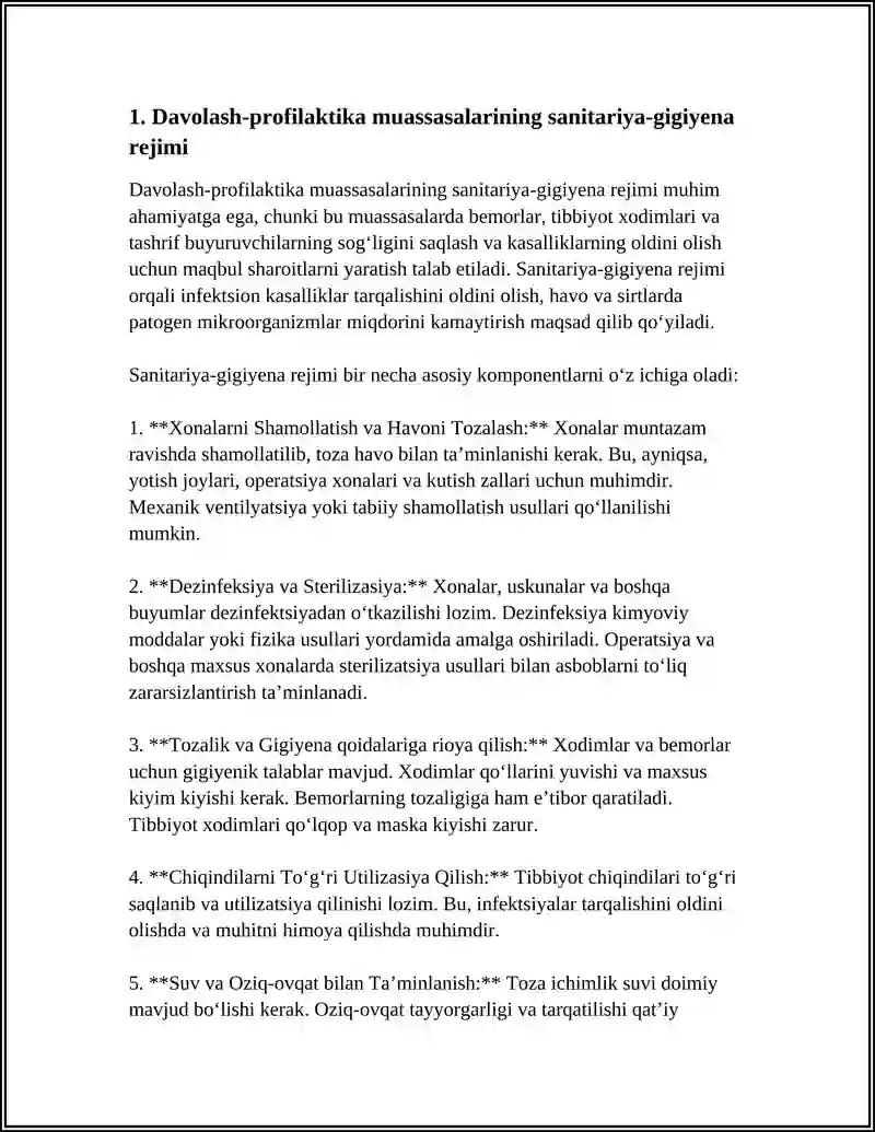 DAVOLASH- PROFILAKTIKA MUASSASALARI GIGIYENASINING UMUMIY ASOSLARI 4