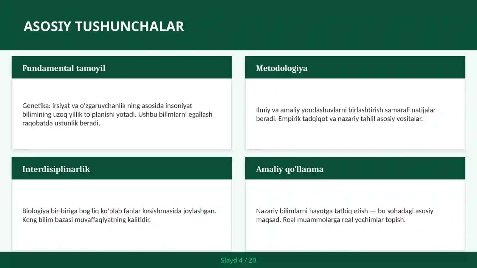 Genetika: IRSIYAT VA O'ZGARUVCHANLIK 4