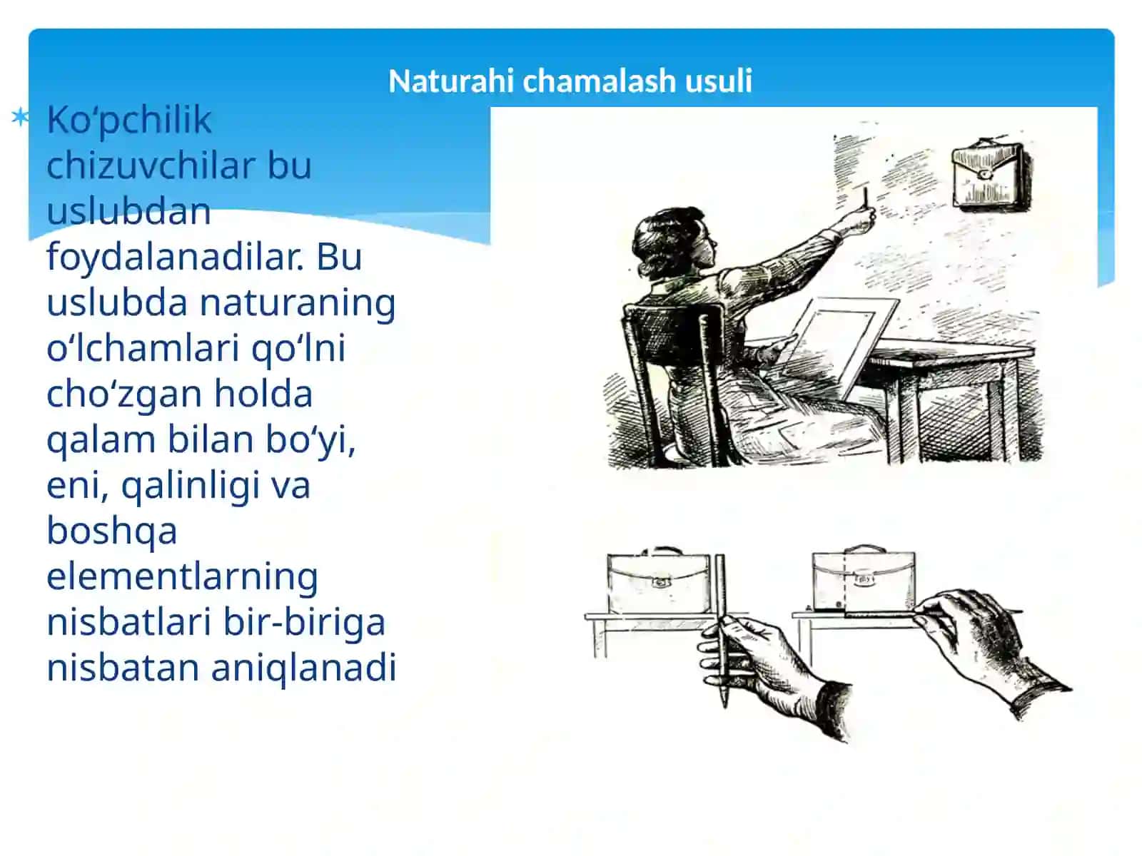 Nuqta, chiziqli tasvir, chiziqli tasvirlash, tusli tasvirlash shtirixlar haqida ma’lumot berish. Oq-qora ranglarda manzara ishlash 4