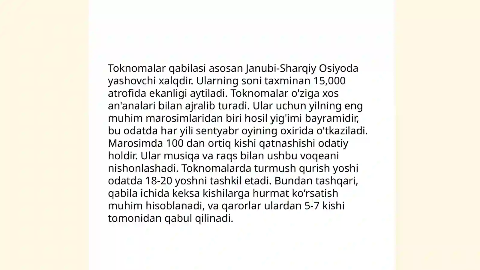 Toknomalar qabilasi 4