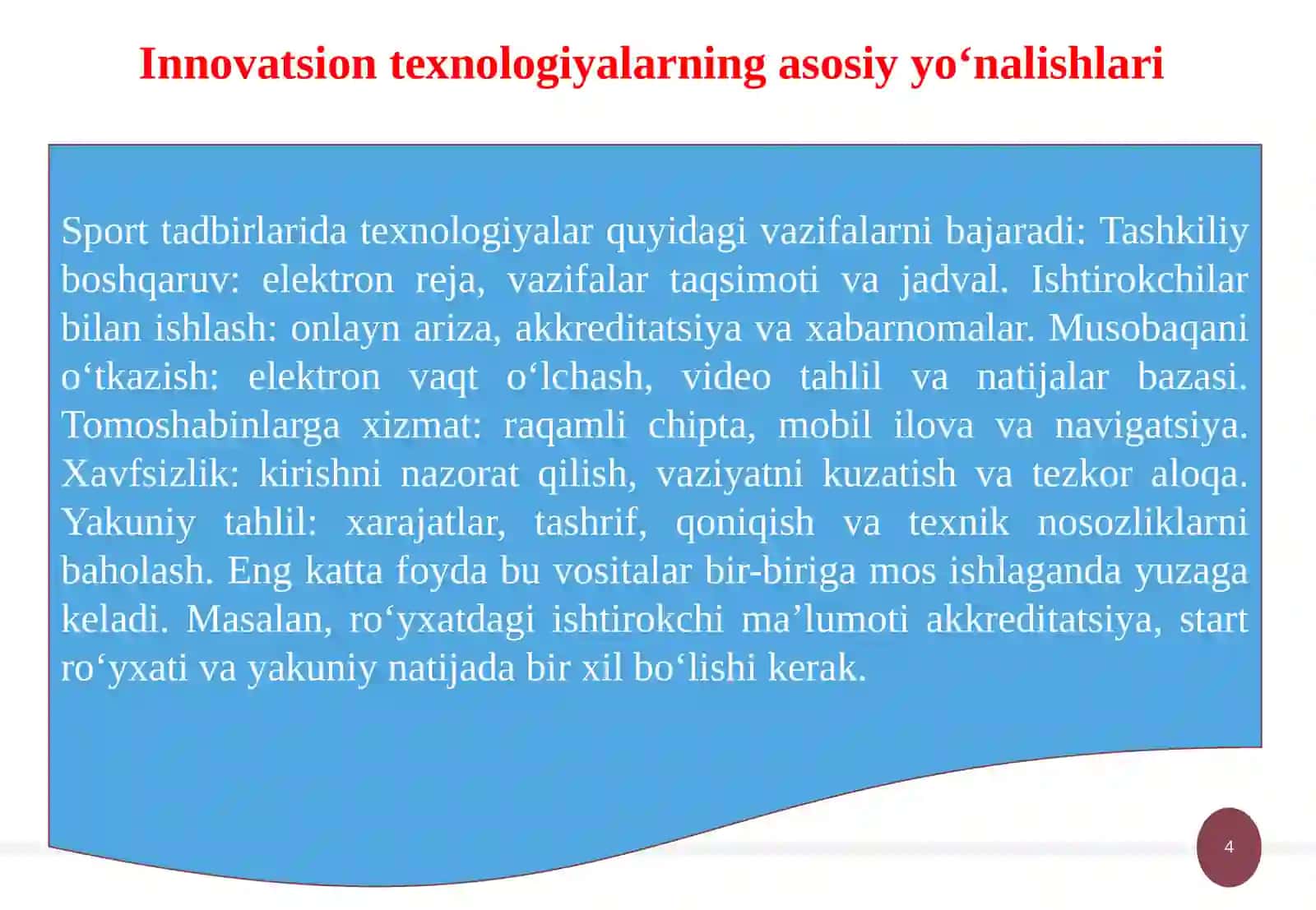 Zamonaviy sport tadbirlarini tashkil etishda innovatsion texnologiyalardan foydalanish 4