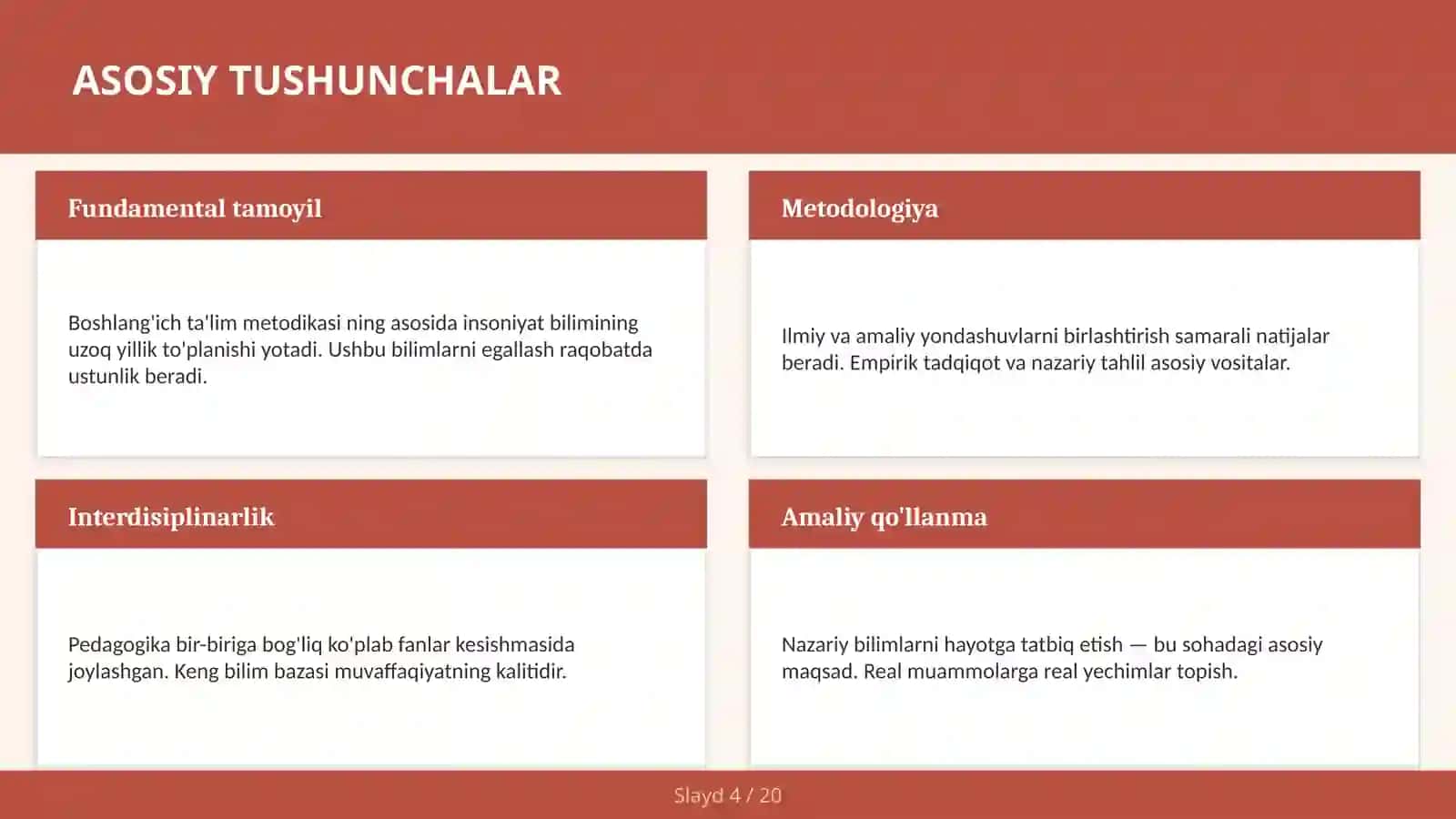 BOSHLANG'ICH TA'LIM METODIKASI 4