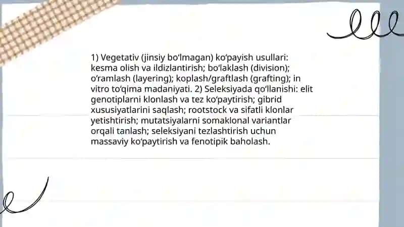Oʻsimliklarning ko'payish xillari va undan selleksiyada foydalanish 4
