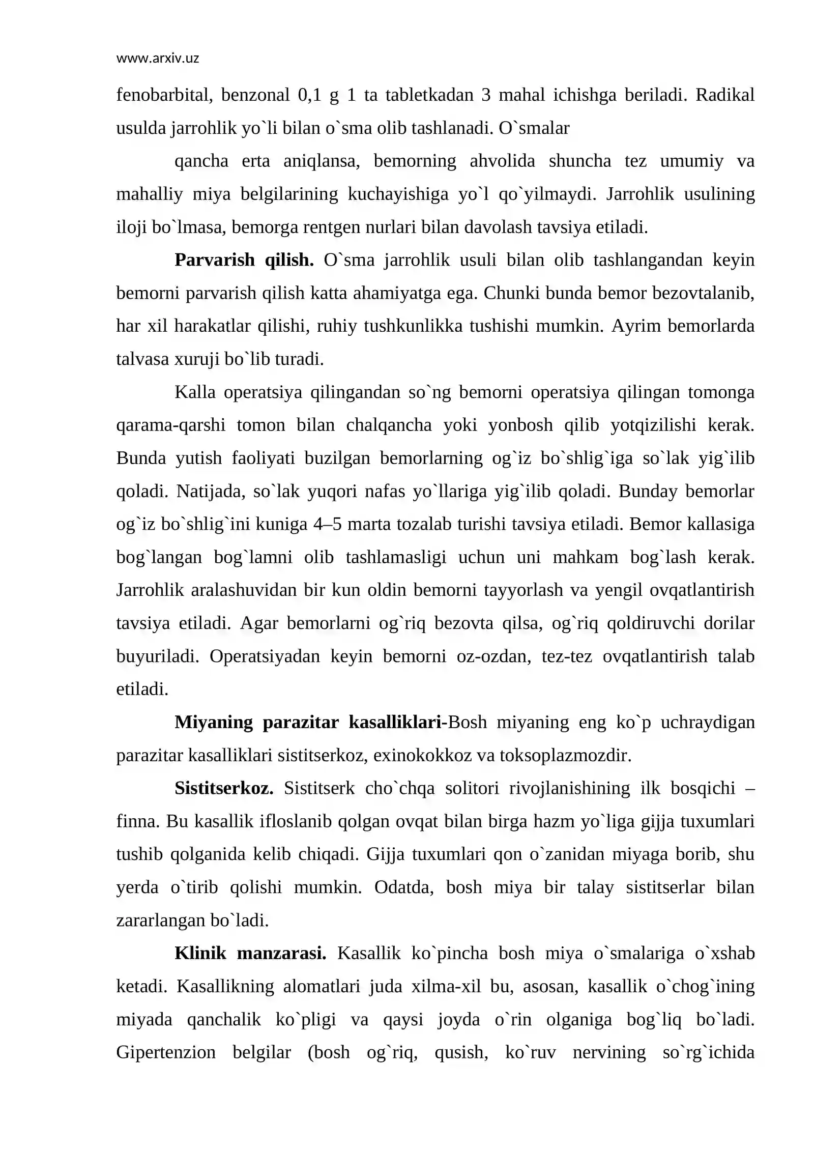 Markaziy asab tizimining o`smalari 4