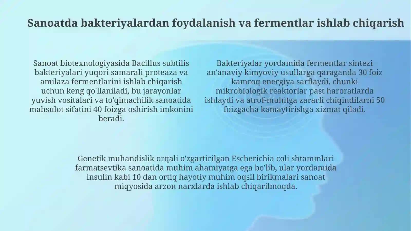 Bakteriyalardan sanoat va qishloq xo‘jaligida foydalanish 4