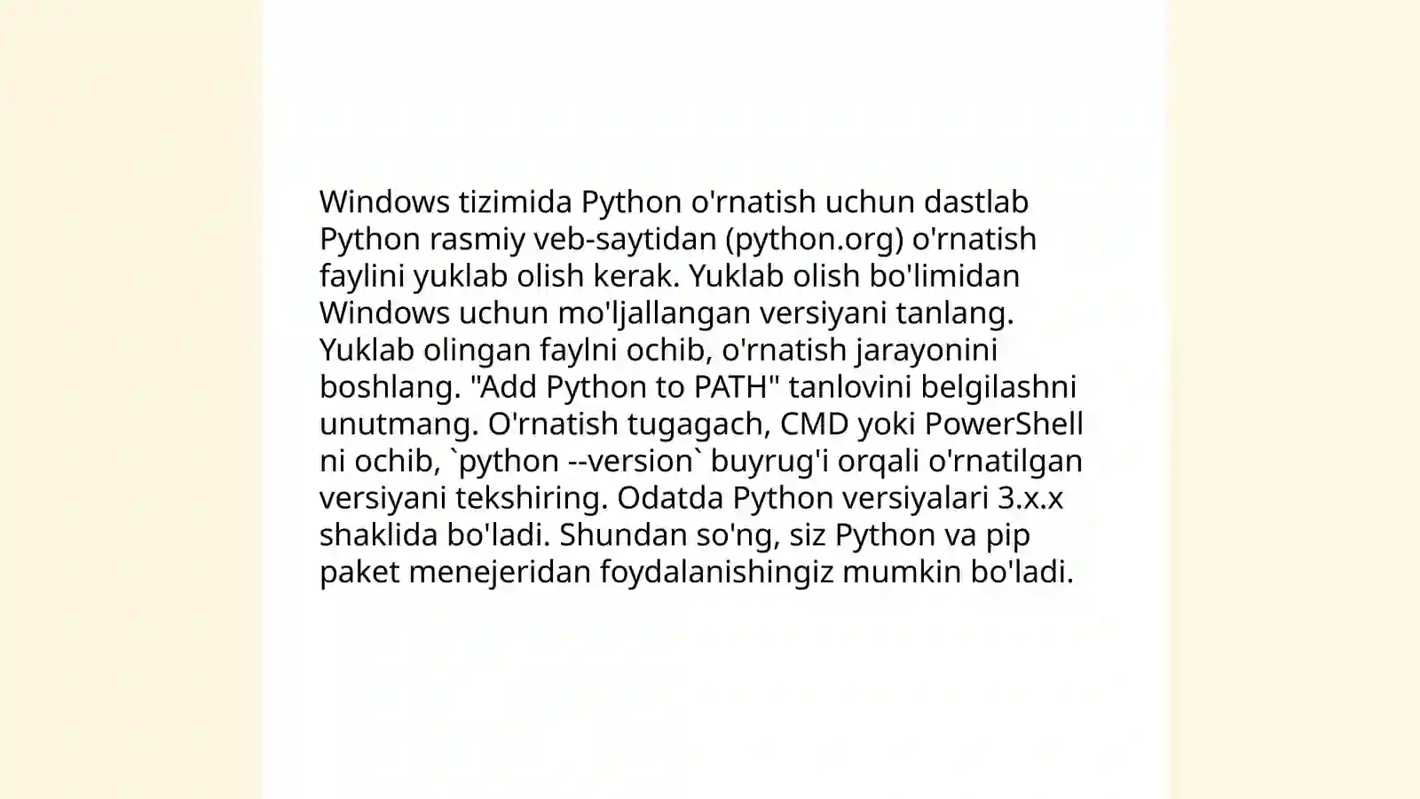 Python dasturlash tilini o‘rnatish va sozlash 4