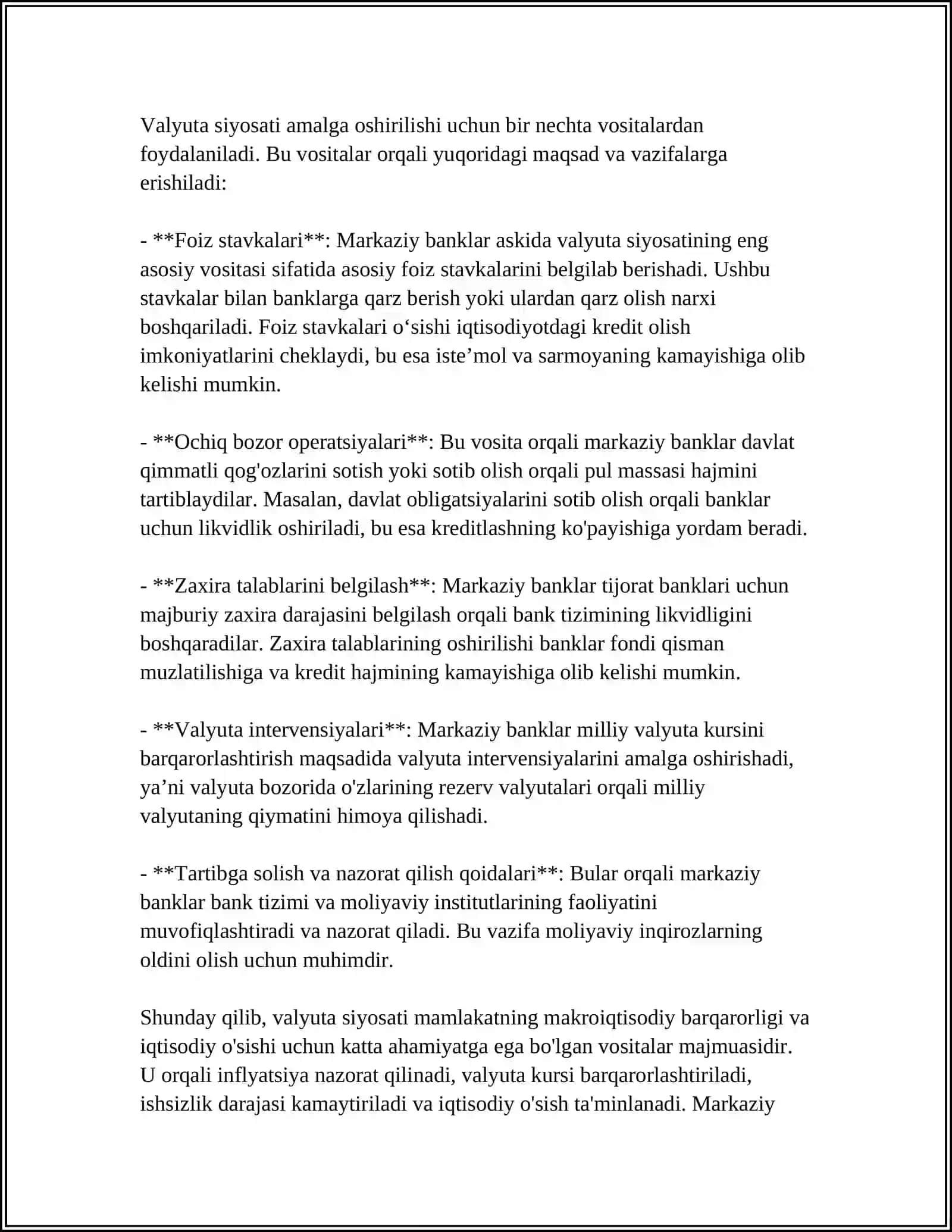 IQTISODIY SIYOSAT VALYUTA SIYOSATI 4