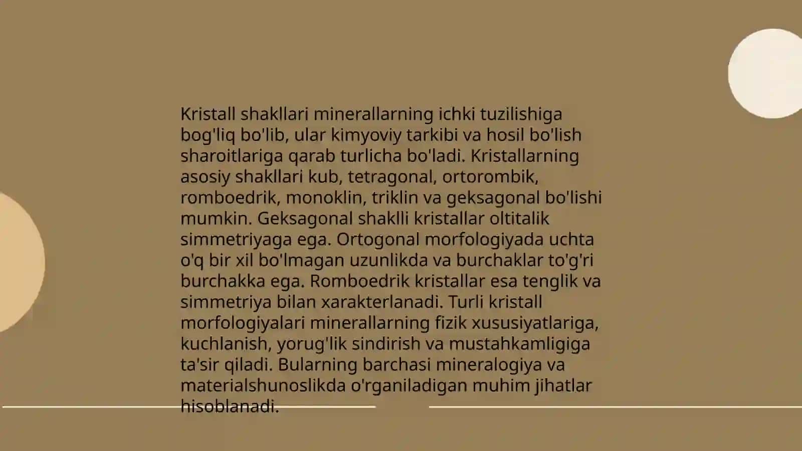 Minerallarni morfologiyasi, xossalari, ularning tarkibi va strukturasi bilan bog’liqligi 4