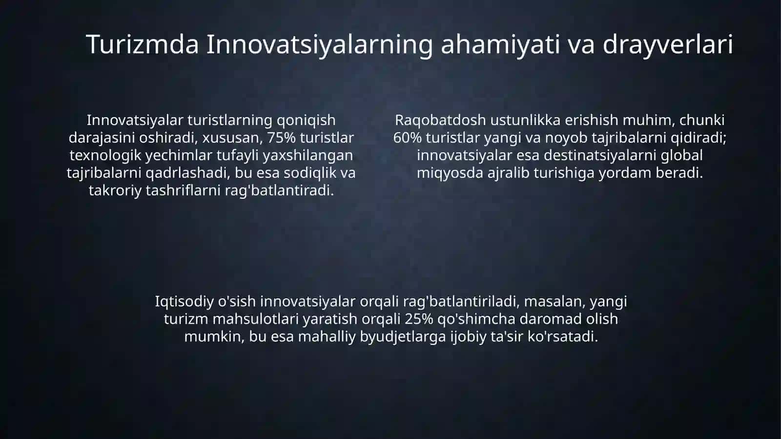 Innovatsiyalar va Turizm: Asosiy tushunchalar 4