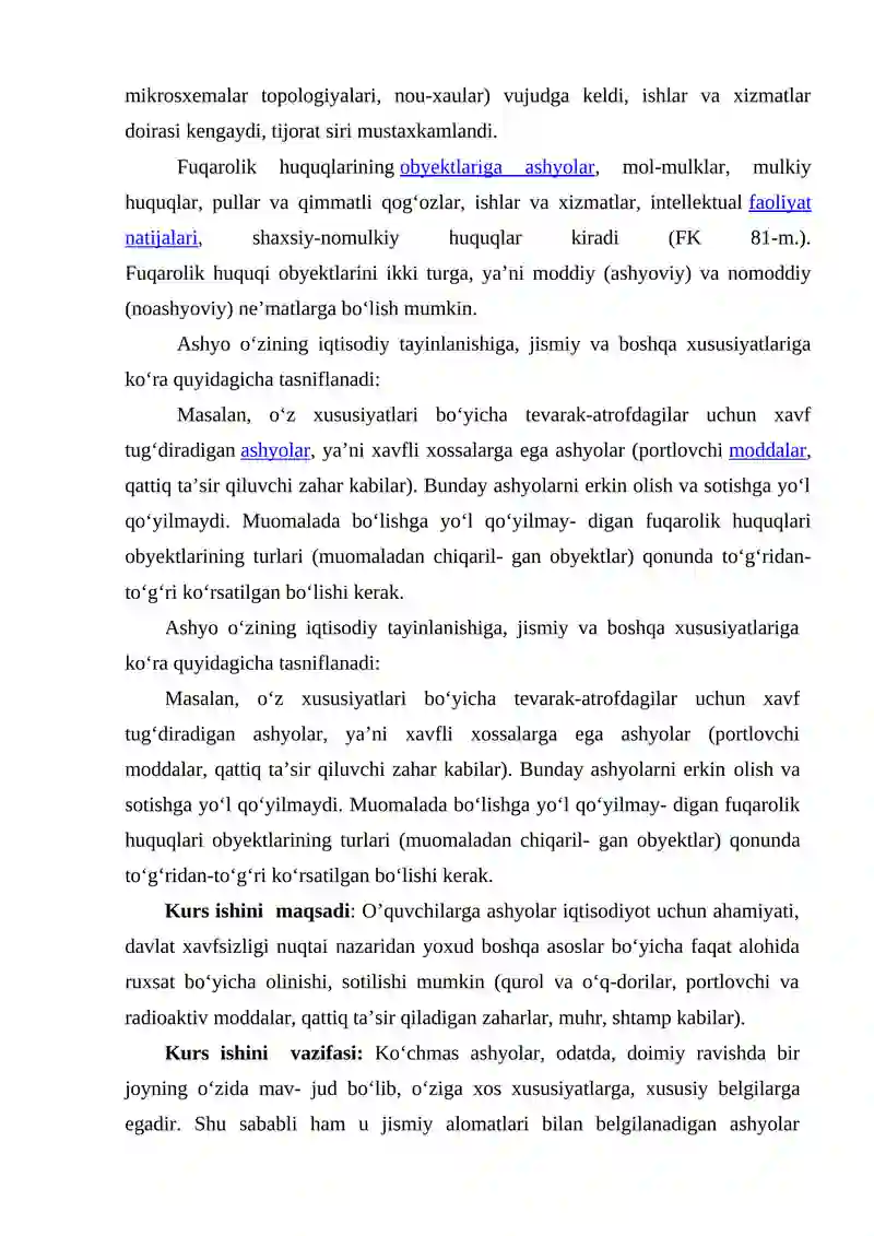 ASHYOLAR FUQAROLIK HUQUQI SIFATIDA KURS ISHI 4