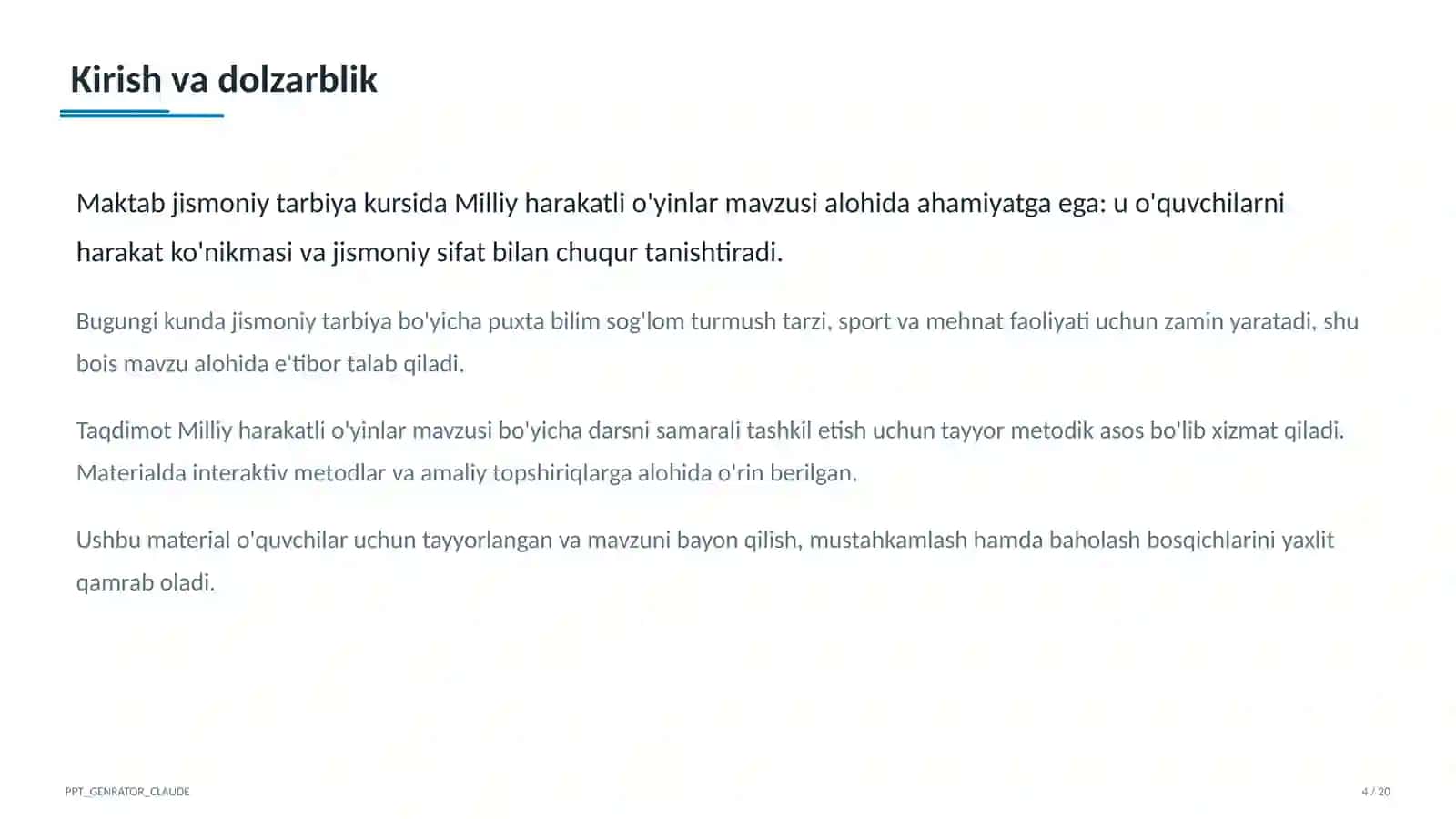 Milliy harakatli o'yinlar (4-sinf) 1