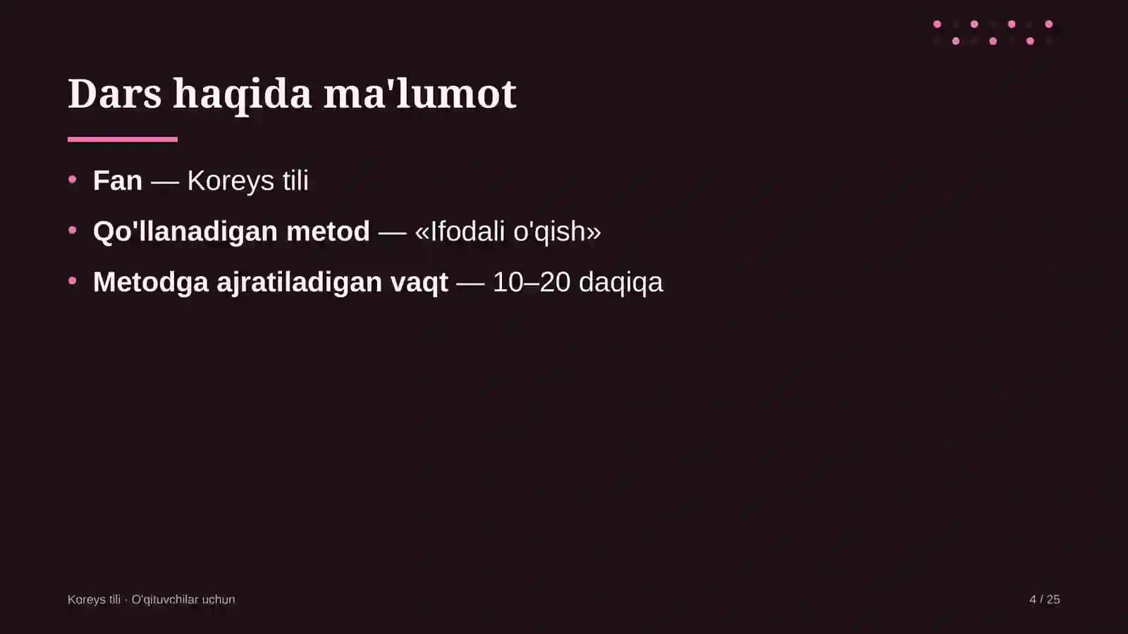 koreys tili darslarida ifodali o'qish metodidan foydalanish 3788 4