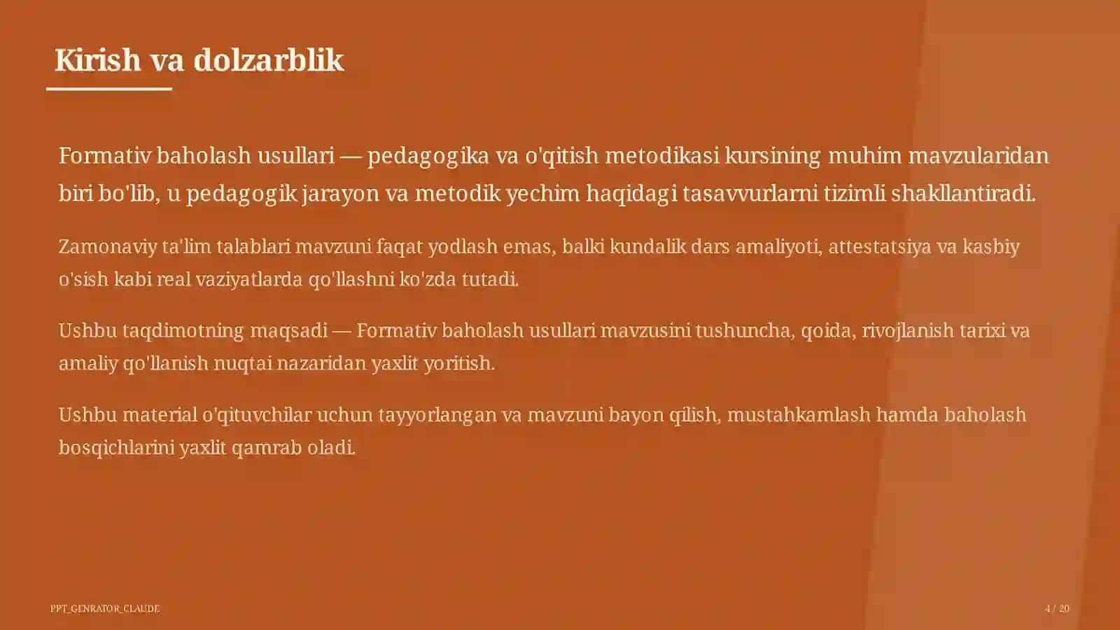Formativ baholash usullari 4