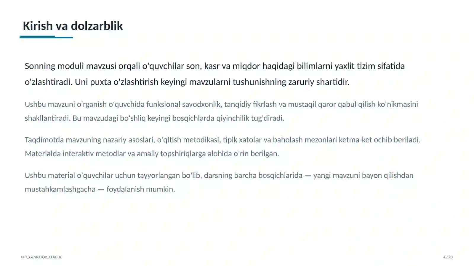 Sonning moduli (6-sinf) 4