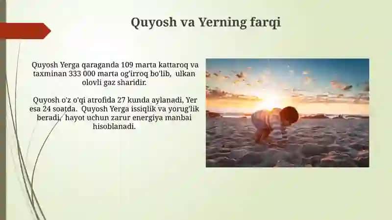 Maktabgacha yoshdagi bolalarda quyosh va yer sayyoralari haqida tushuncha 4