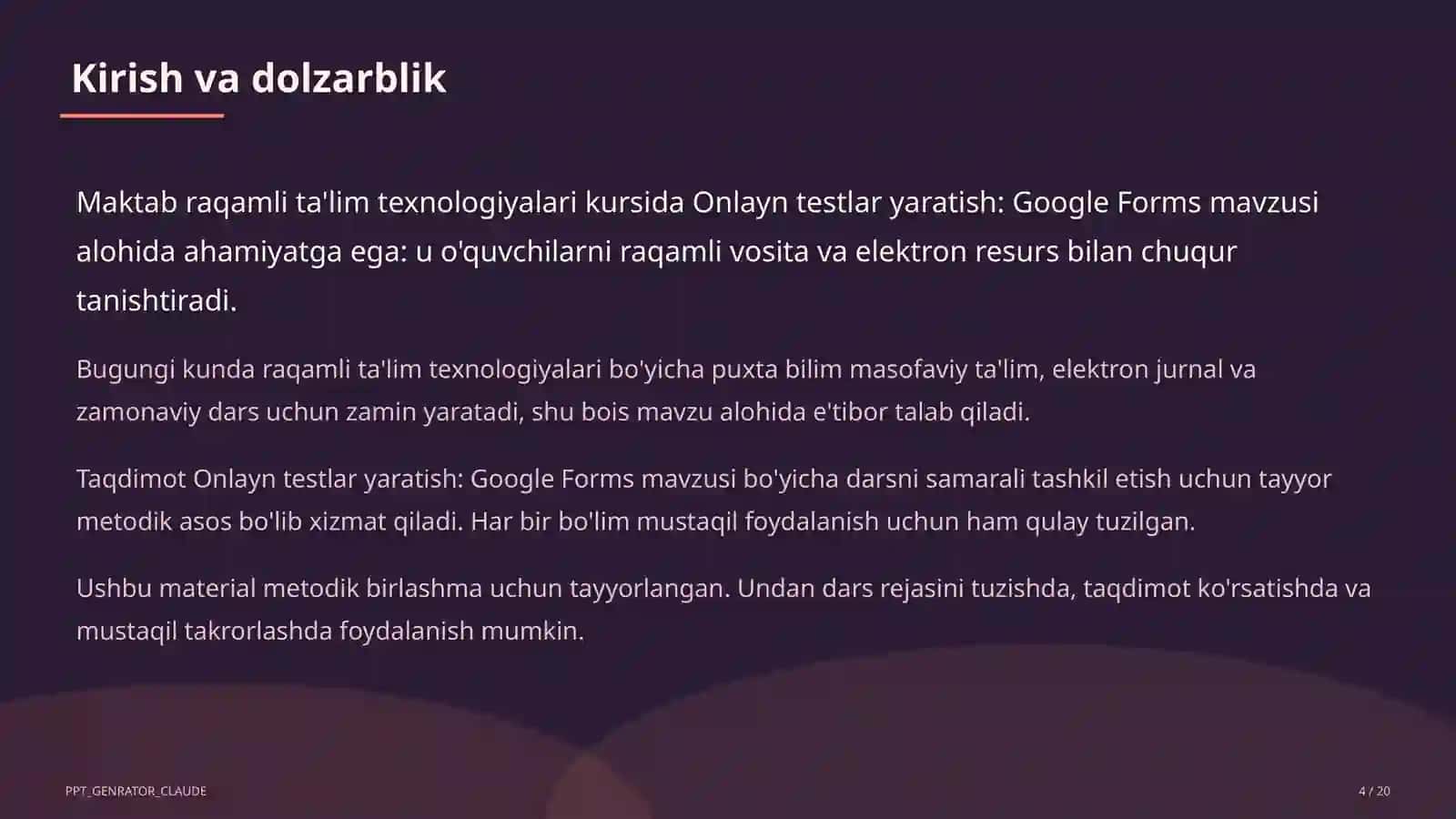 Dars rejasi 1
