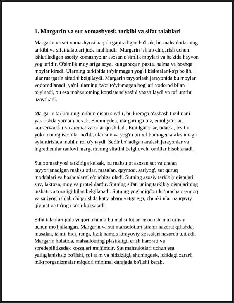 MARGARIN VA SUT MAHSULOTLARINI ISHLAB CHIQARISH TEXNOLOGIYSI 4