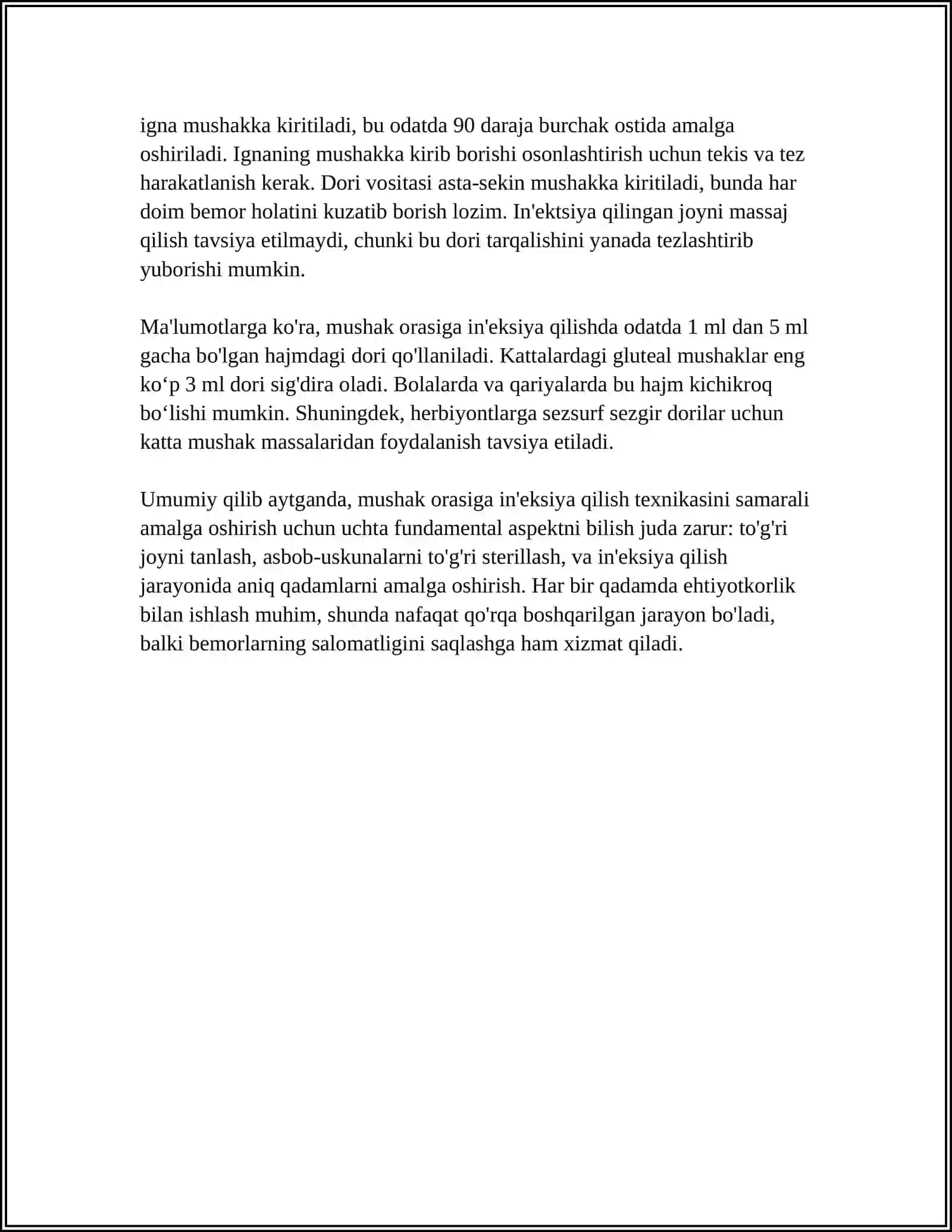 Mushak orasiga in'eksiya qilish texnikasi 4