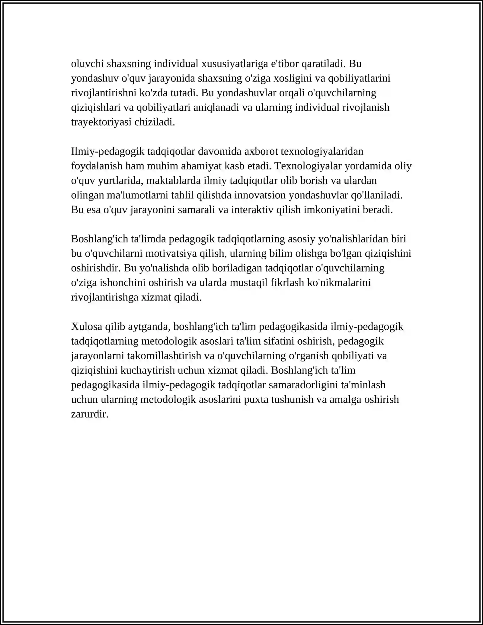 BOSHLANG'ICH TA'LIM PEDAGOGIKASI FANINING ILMIY-PEDAGOGIK TADQIQOTLAR METODOLOGIYASI VA TADQIQOT METODLARI 4