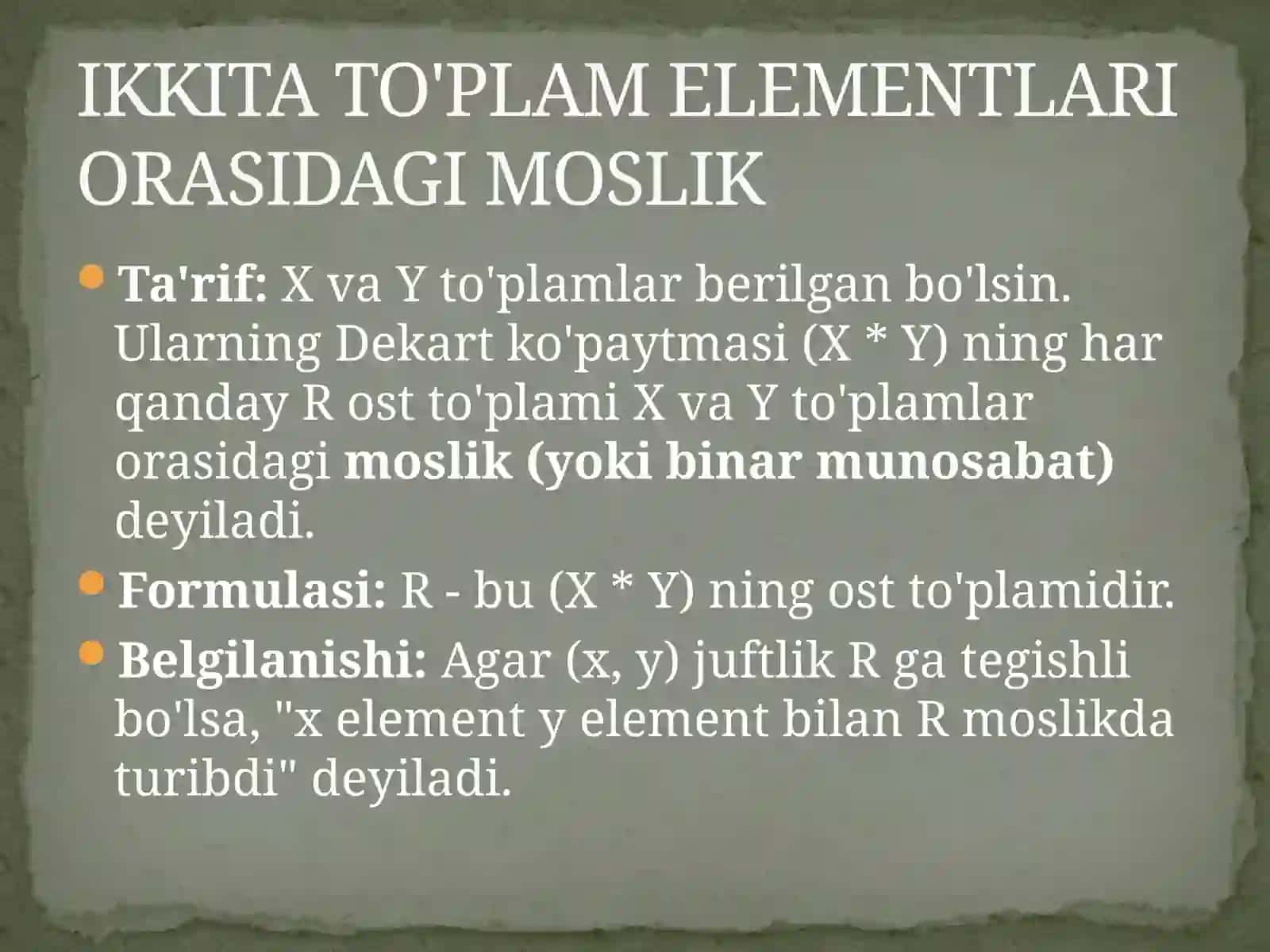 MOSLIK VAAKSLANTIRISHLARNAZARIYASI 4
