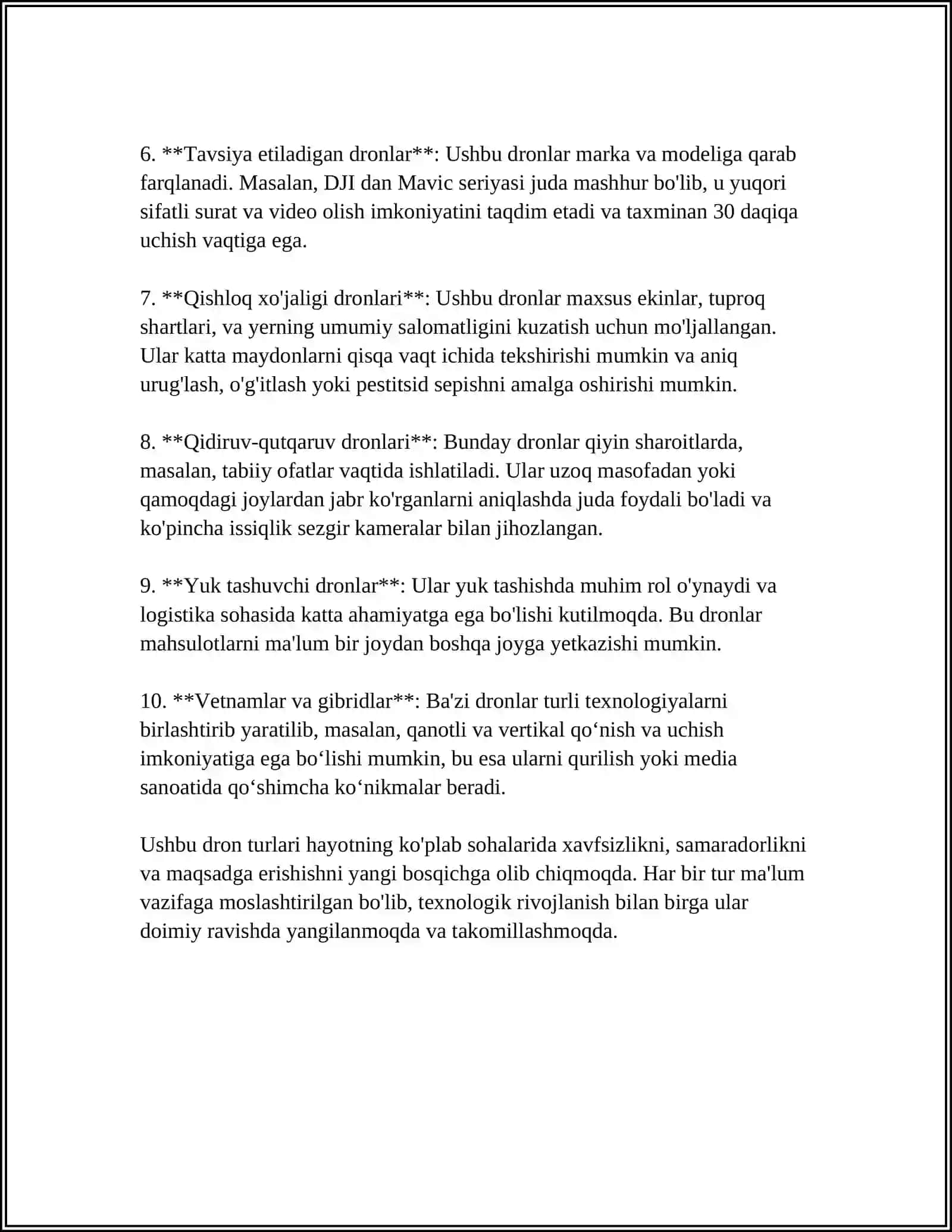 TUPROQ VA EKINLARNING XOLATINI MONITORINGLASH. UCHUVCHISIZ UCHISH QURILMALARI 4