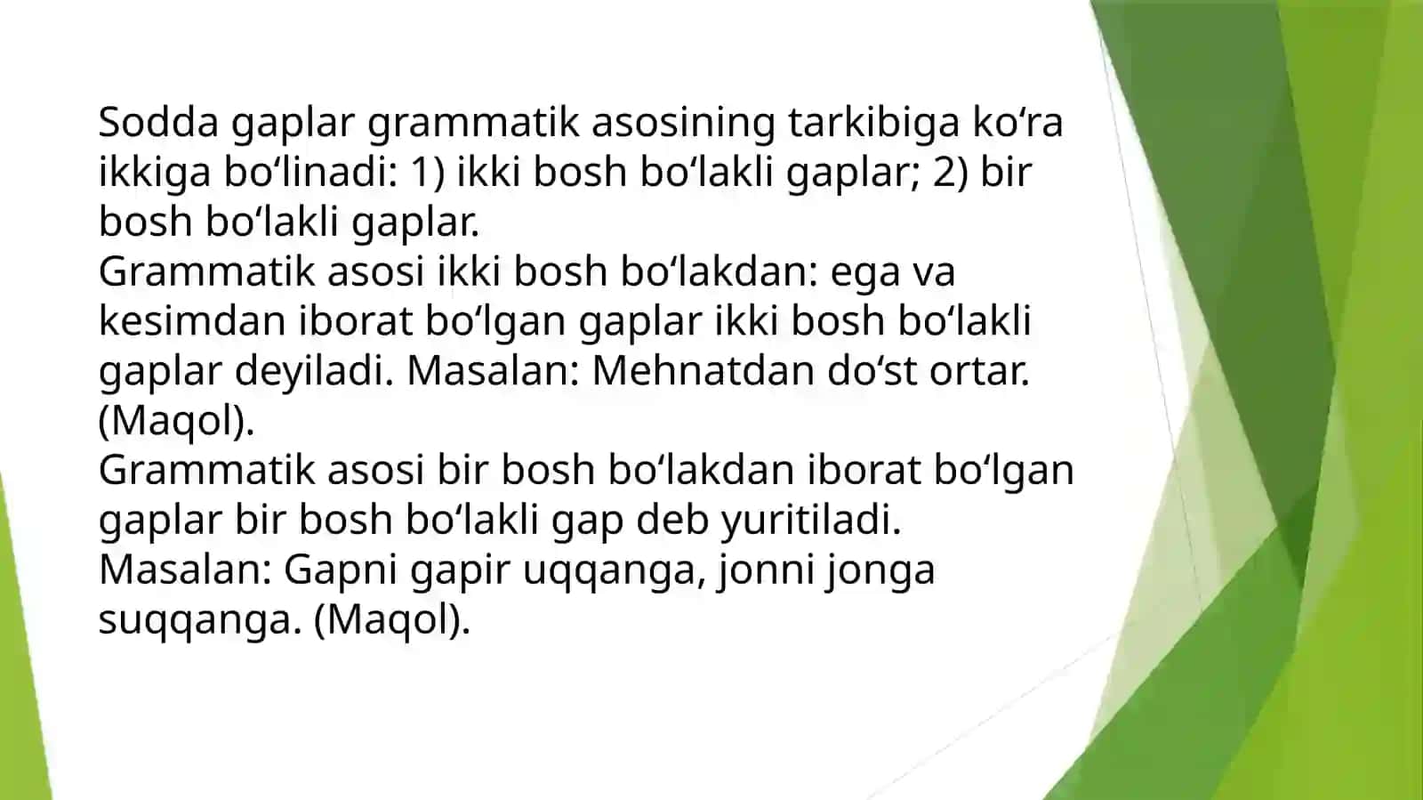 SODDA GAP TURLARI BO’YICHA TAHLILLAR 4
