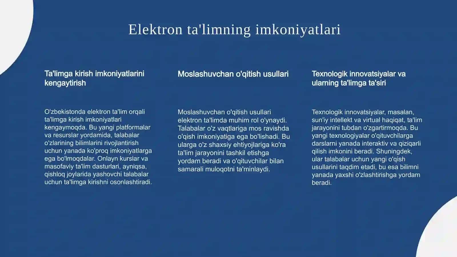 Oʻzbekistonda elektron ta’limni rivojlantirish yo'nalishlari 4