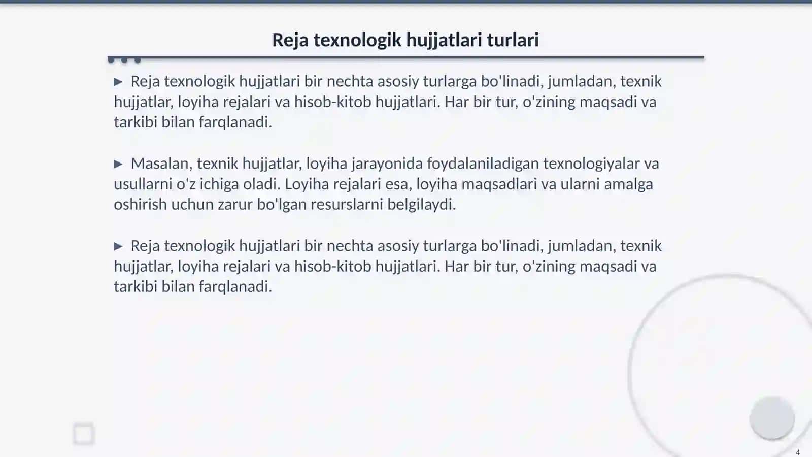 Reja Texnologik Hujjatlarining Qurilmasi va Tushunchasi 4