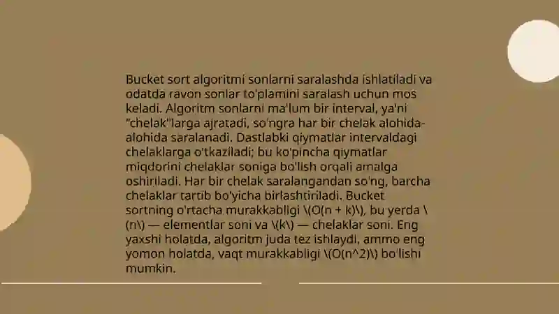 Radix Sort va Bucket Sort algoritmlari 4