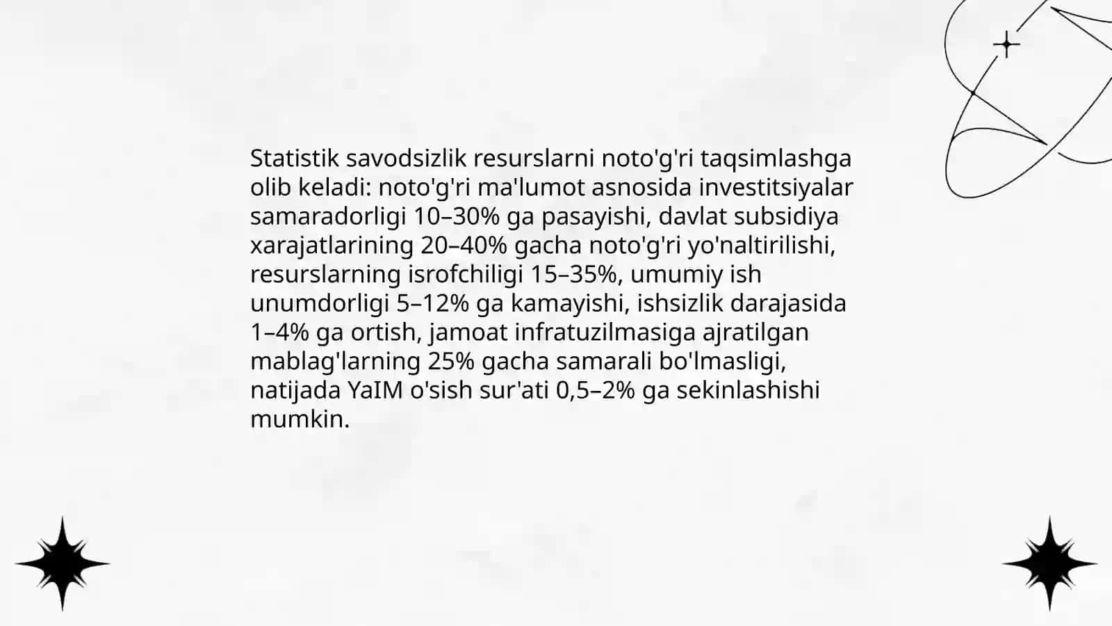 Statistik savodsizlikning iqtisodiy oqibatlari 4