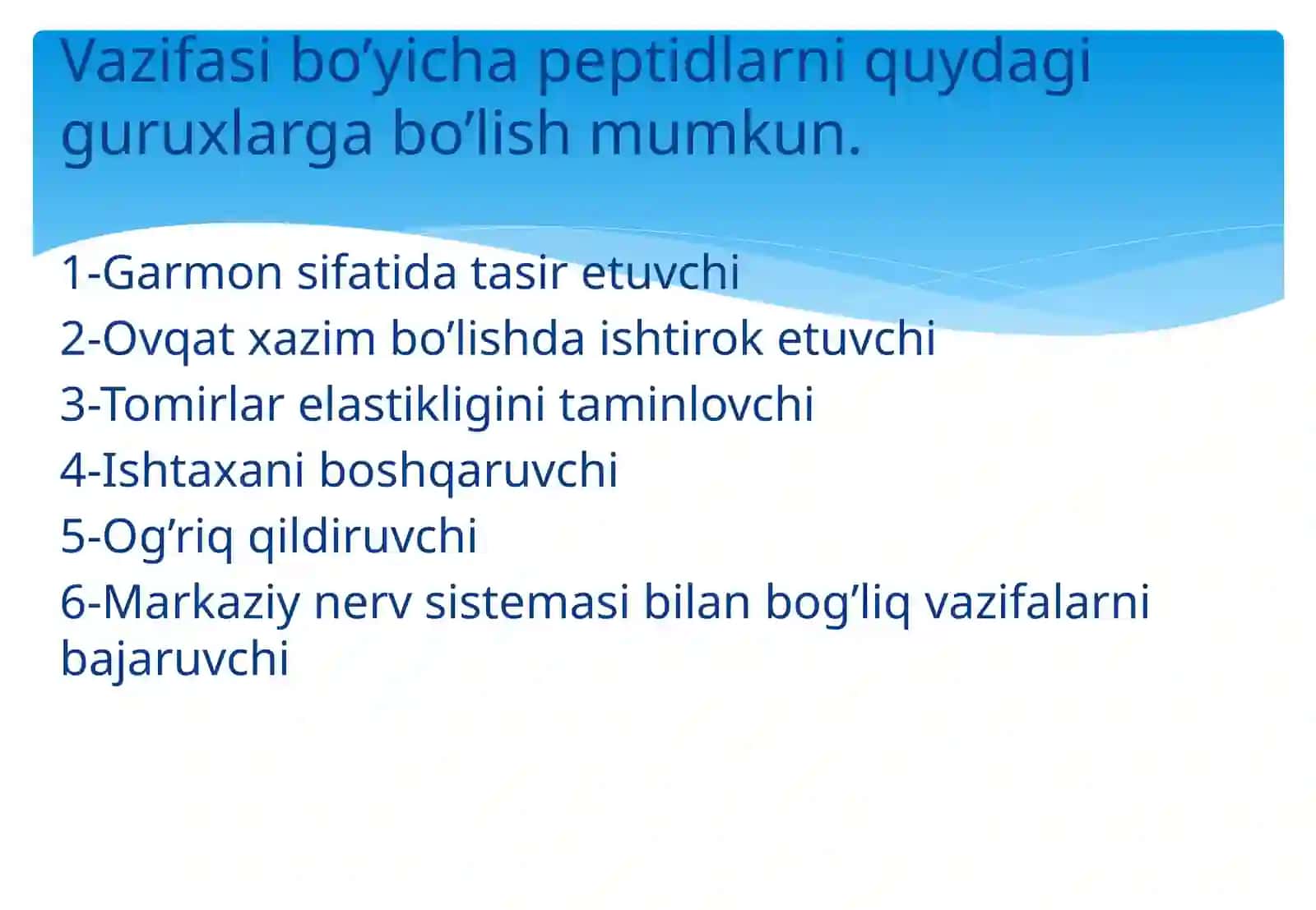 Oqsillar va peptidlarning kimyoviy tarkibini aniqlash tamoyillari 4