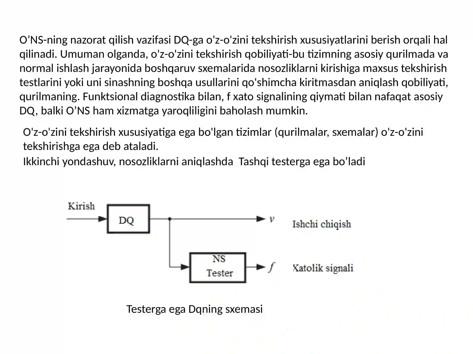 O’z-O’zini tekshiruvchi diskret kurilmalar sintezi 4