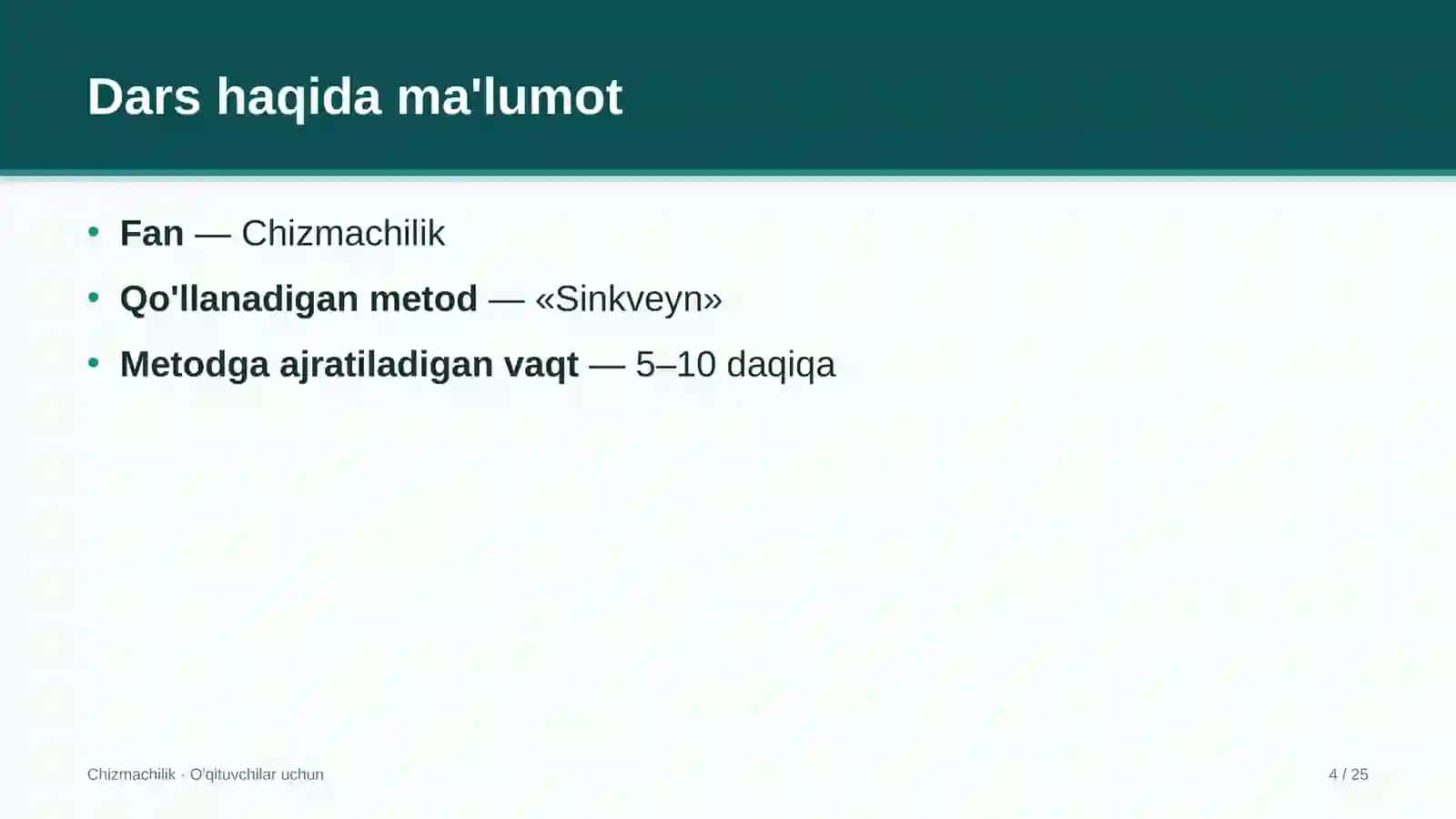 chizmachilik darslarida sinkveyn metodidan foydalanish 2150 4