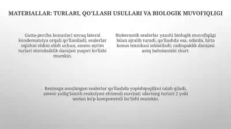 Tish kanallarini plombalashda ishlatilinadigan ashyolar 4