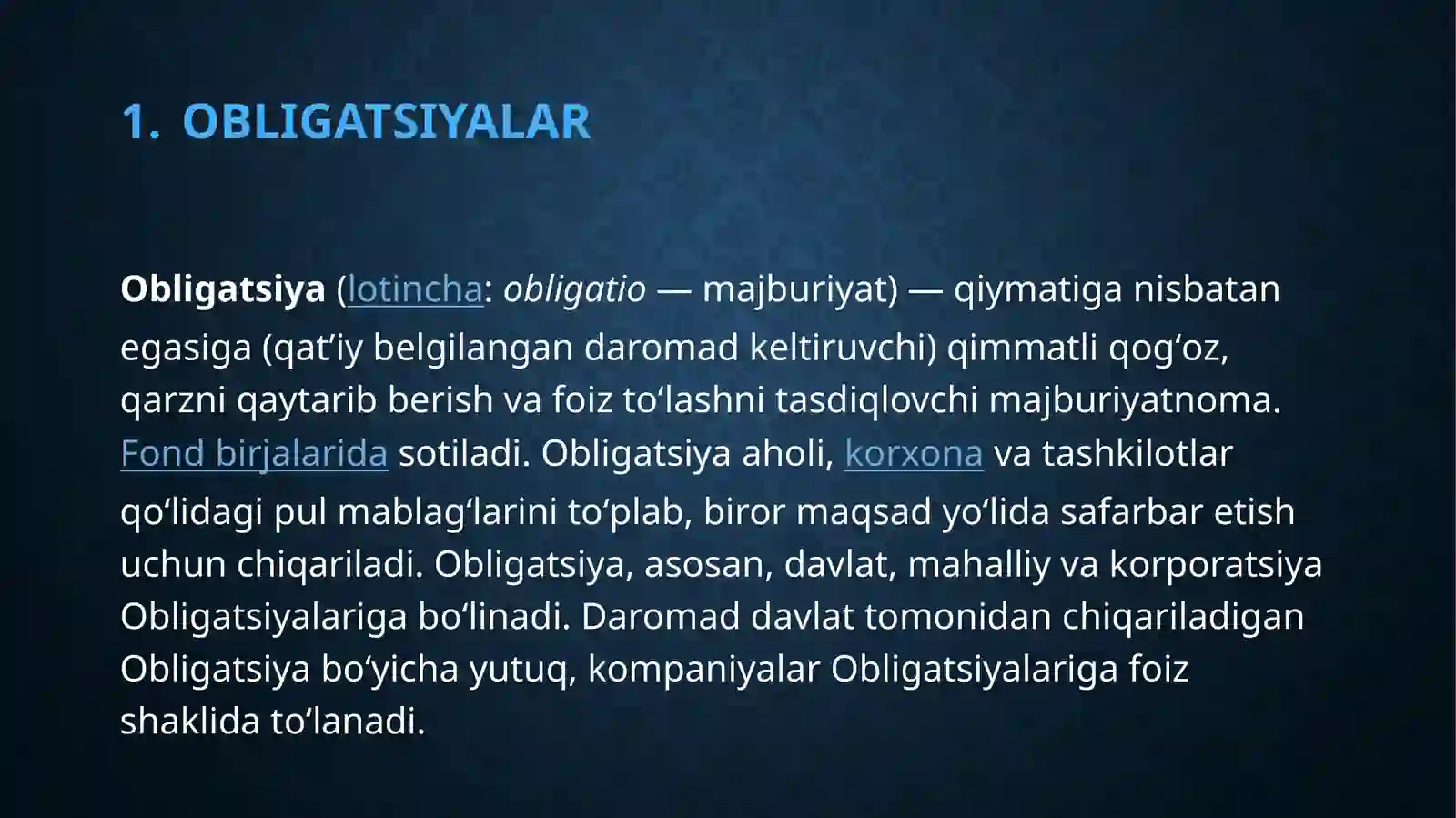 Qarz munosabatlarini ifodalovchi qimmatli qogʻozlar 4