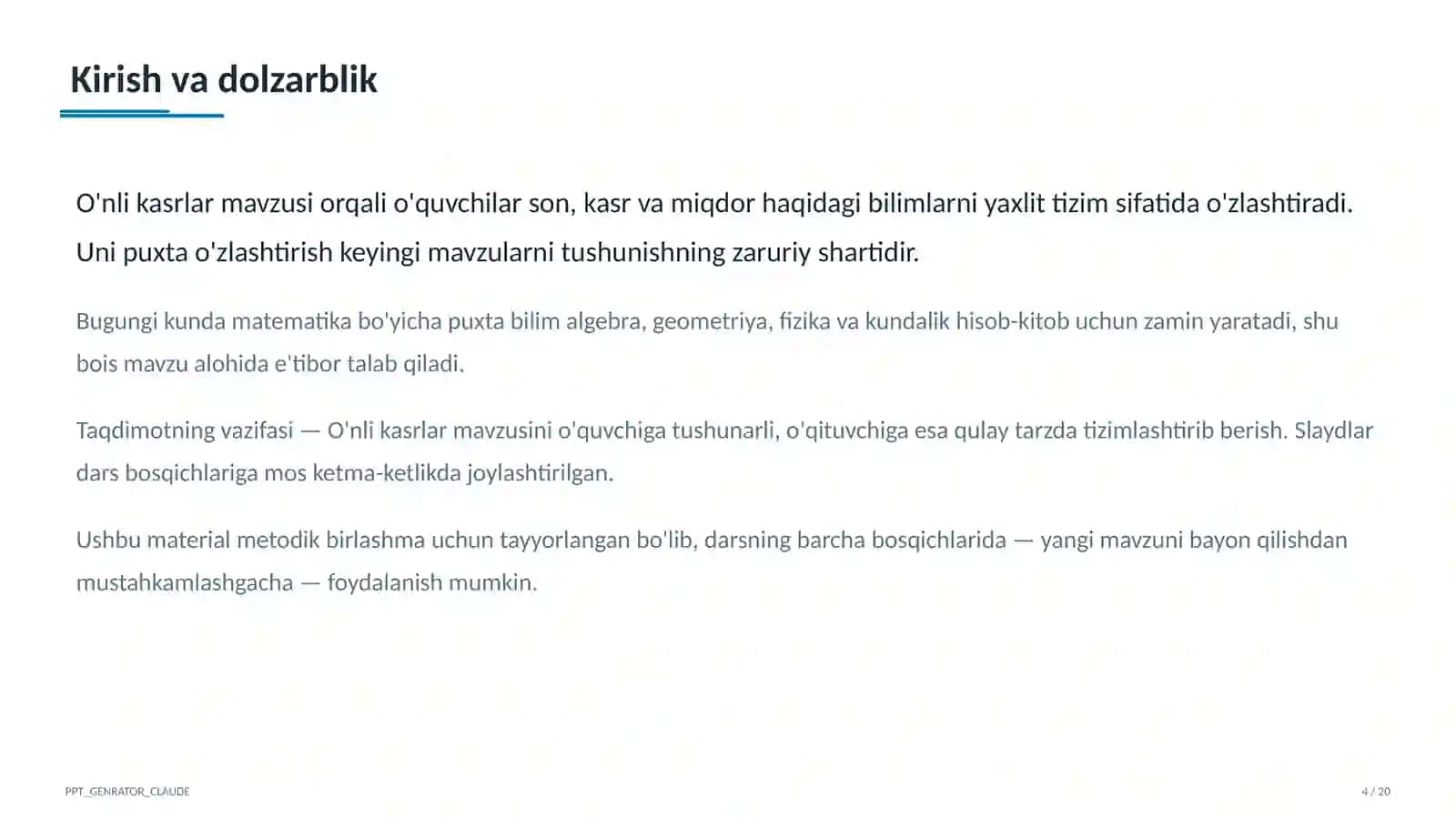 O'nli kasrlar (5-sinf) Matematika 2