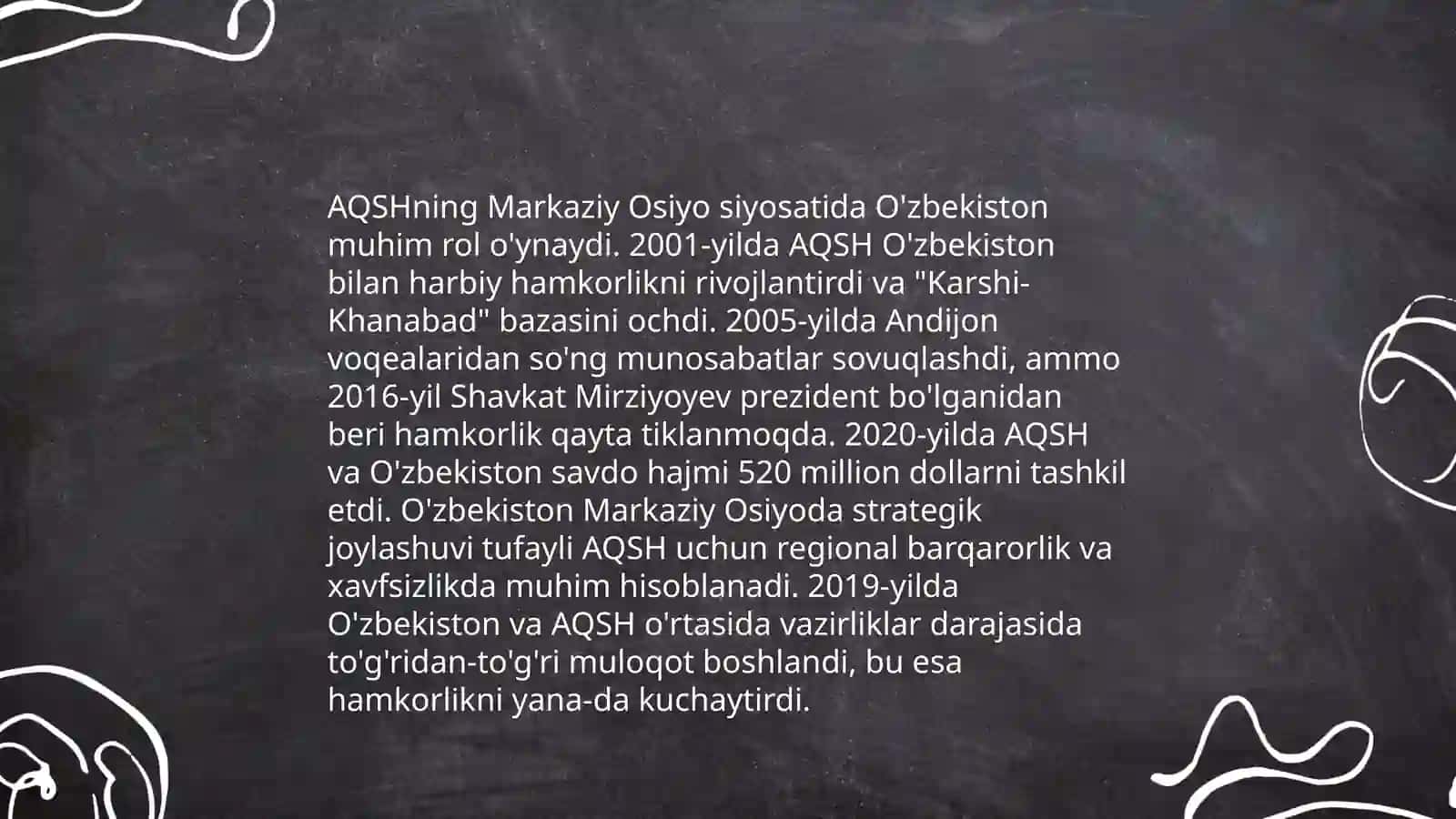 O’zbekiston va AQSH o’rtasidagi siyosiy va iqtisodiy munosabatlar 4