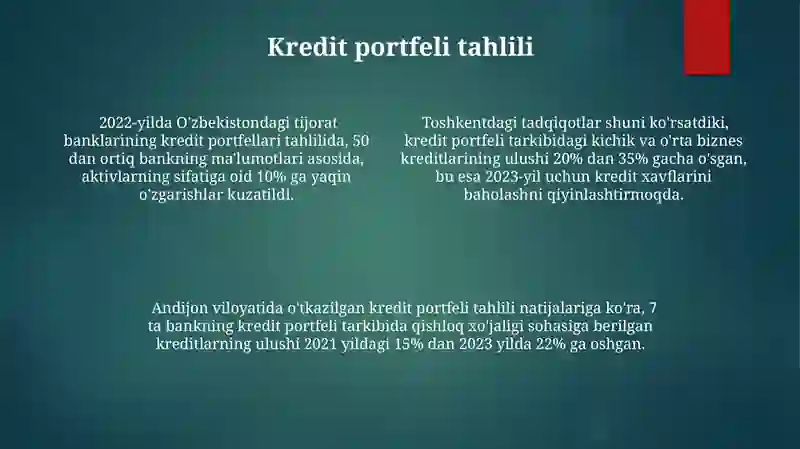 Tijorat banklarining kredit portfelini ekonometrik modellashtirish 4