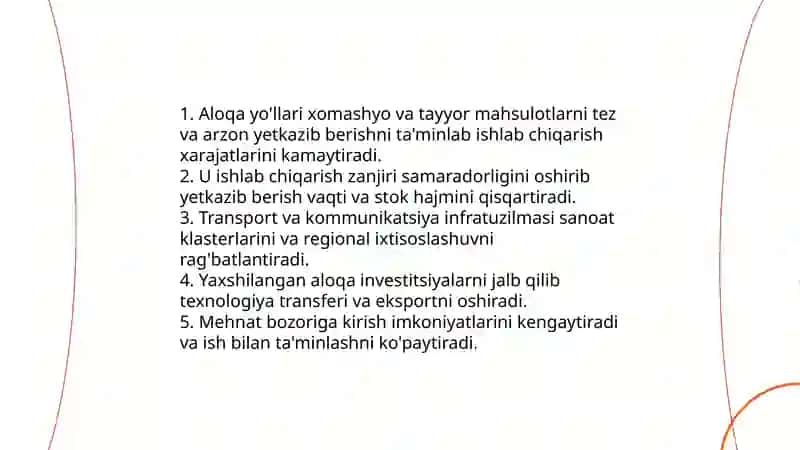 Aloqa yo'llarining iqtisodiyot tarmoqlarini rivojlantirishdagi o'rni 4