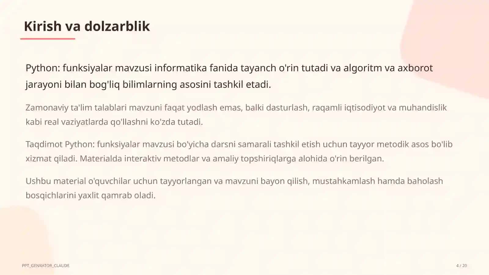 Python: funksiyalar (9-sinf) 3
