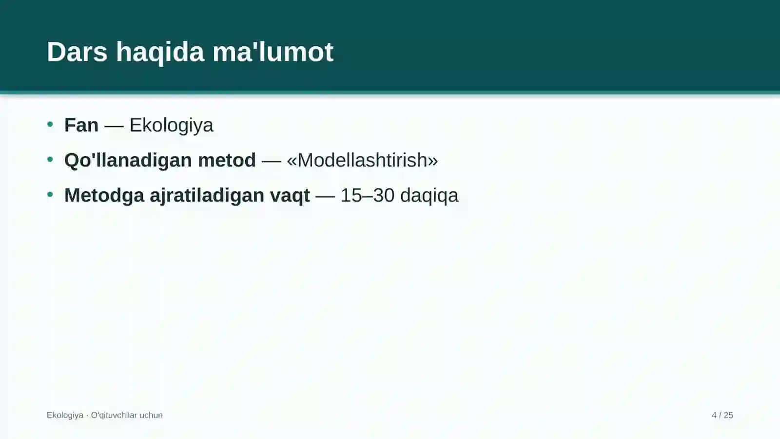 ekologiya darslarida modellashtirish metodidan foydalanish 7526 4
