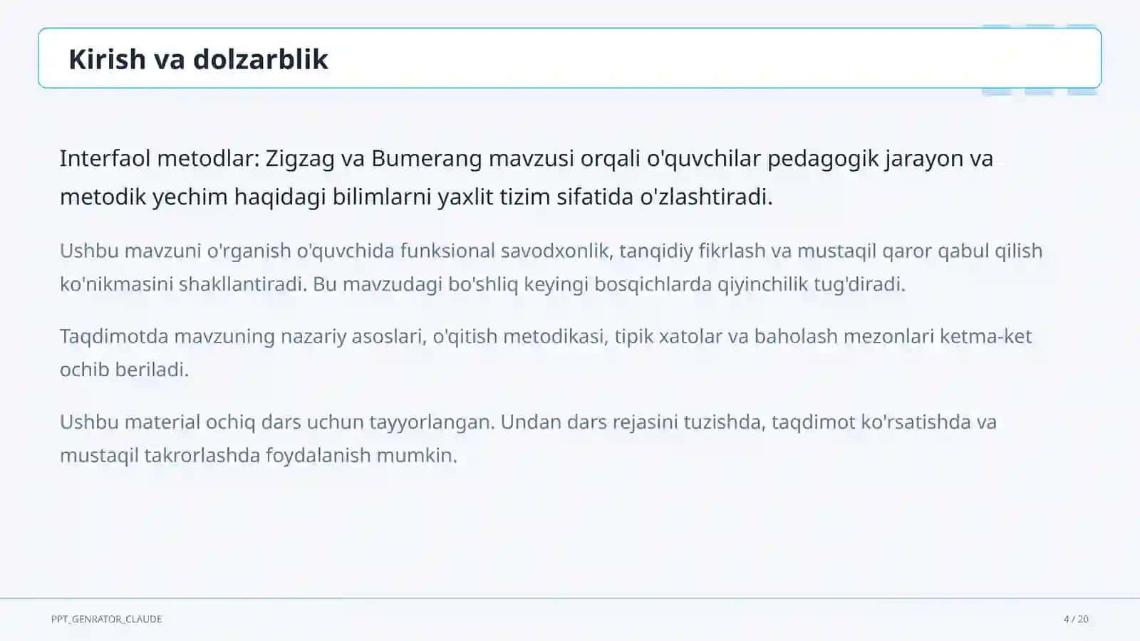 Interfaol metodlar: Zigzag va Bumerang 4