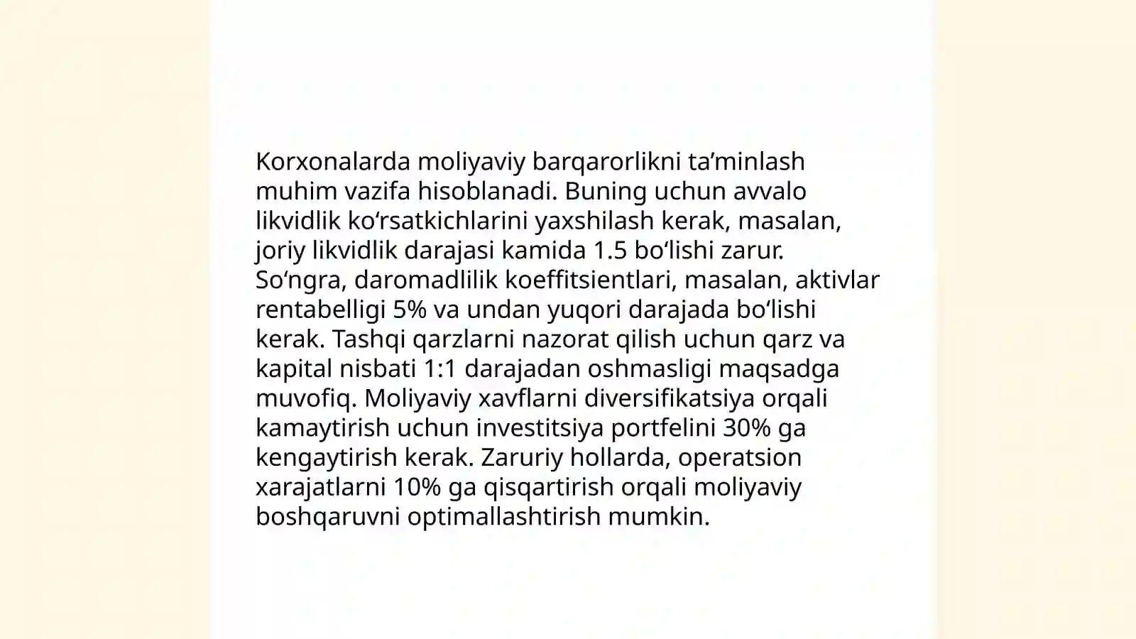 Korxonalarda inqirozga qarshi moliyaviy boshqaruv srtategiyasini ishlab chiqish 4